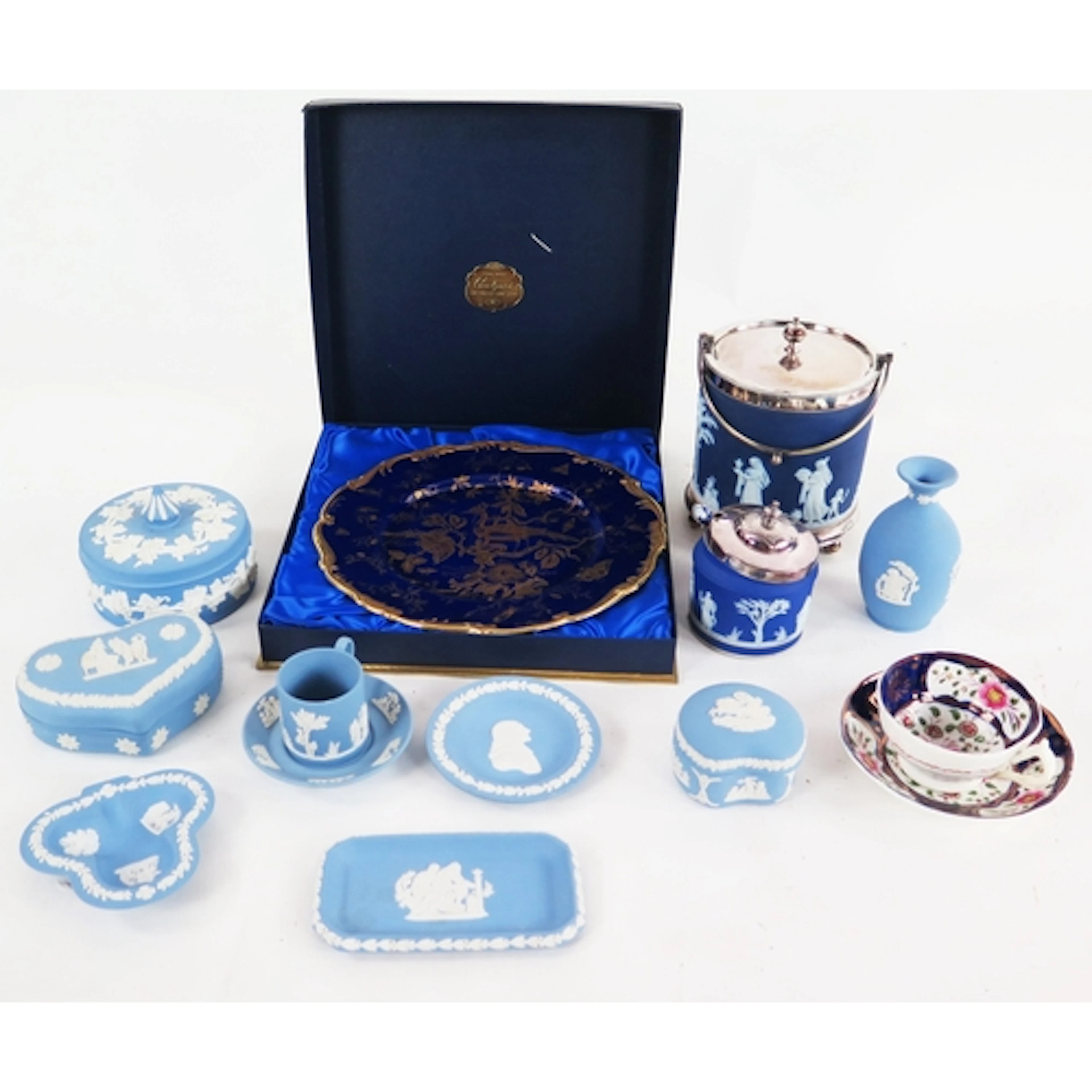 An assortment of Wedgewood Jasperwares including biscuit bar...