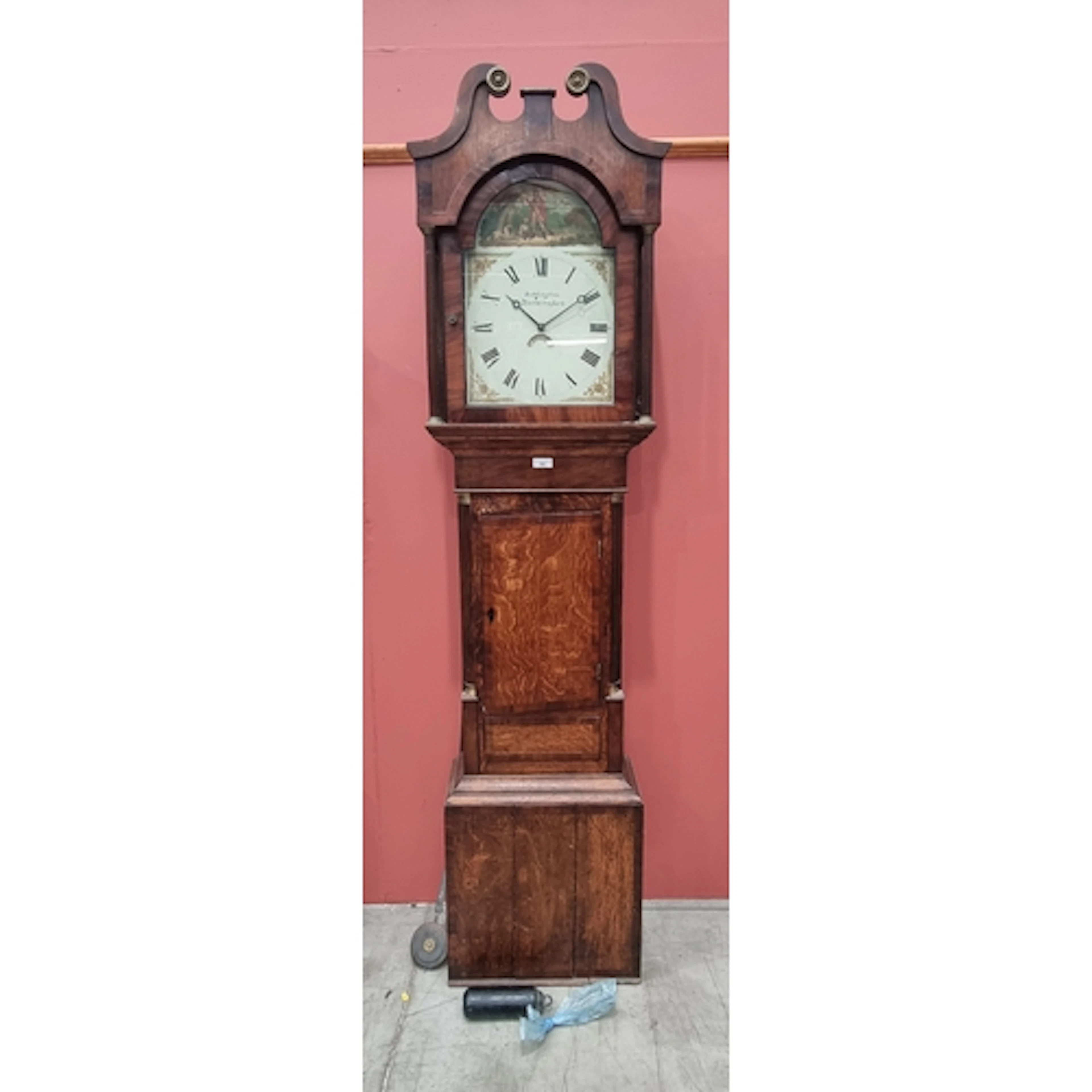 A 19th century Longcase Clock with painted arched dial inscr...