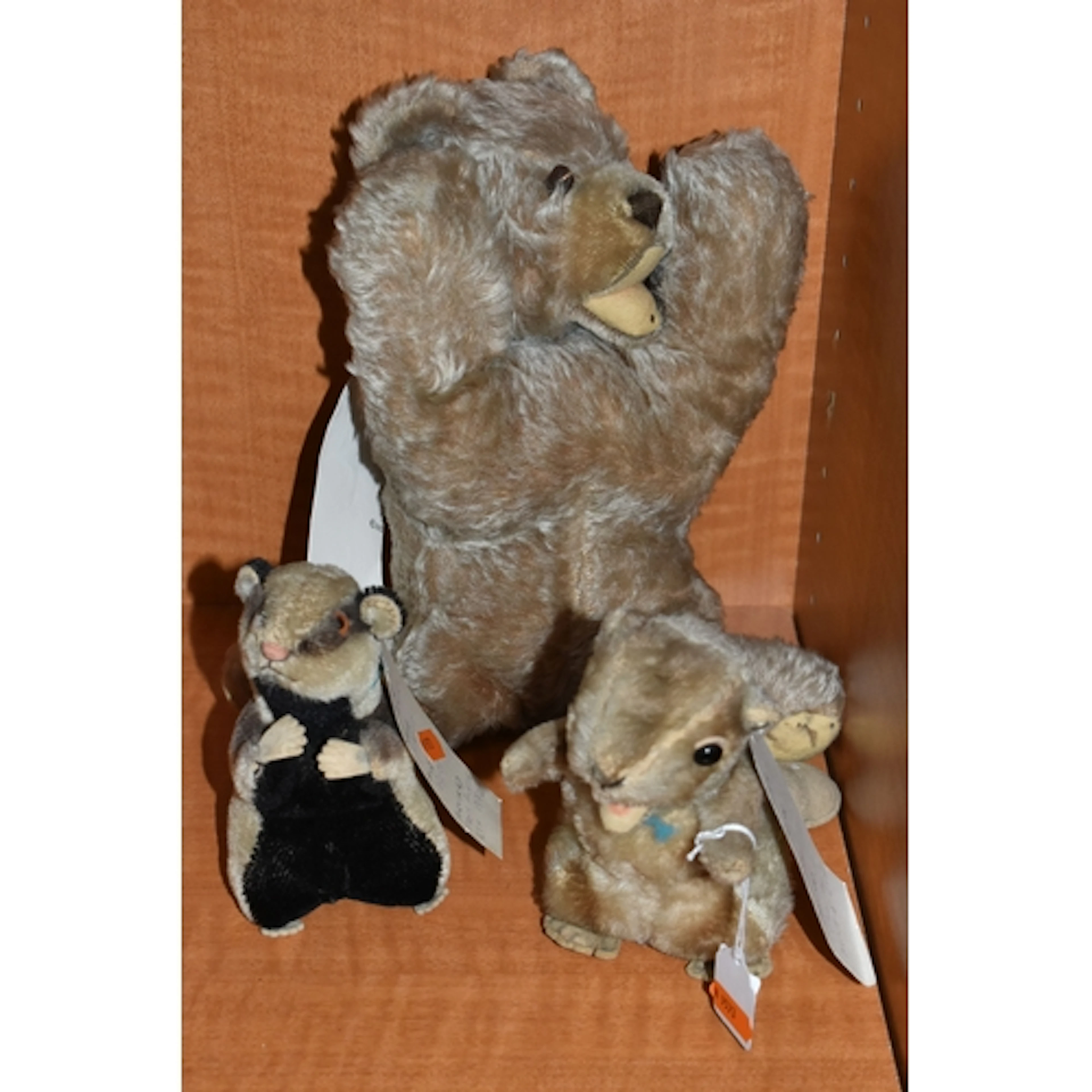 THREE VINTAGE STEIFF ANIMALS, to include 'Zotty' sleeping/ly...