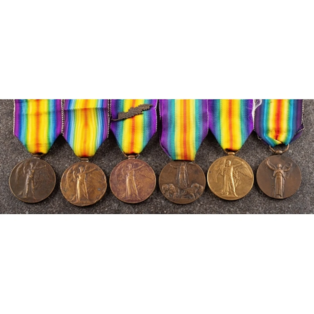Three George V Victory Medals, '69310 Pte E Bentley RAMC. ...