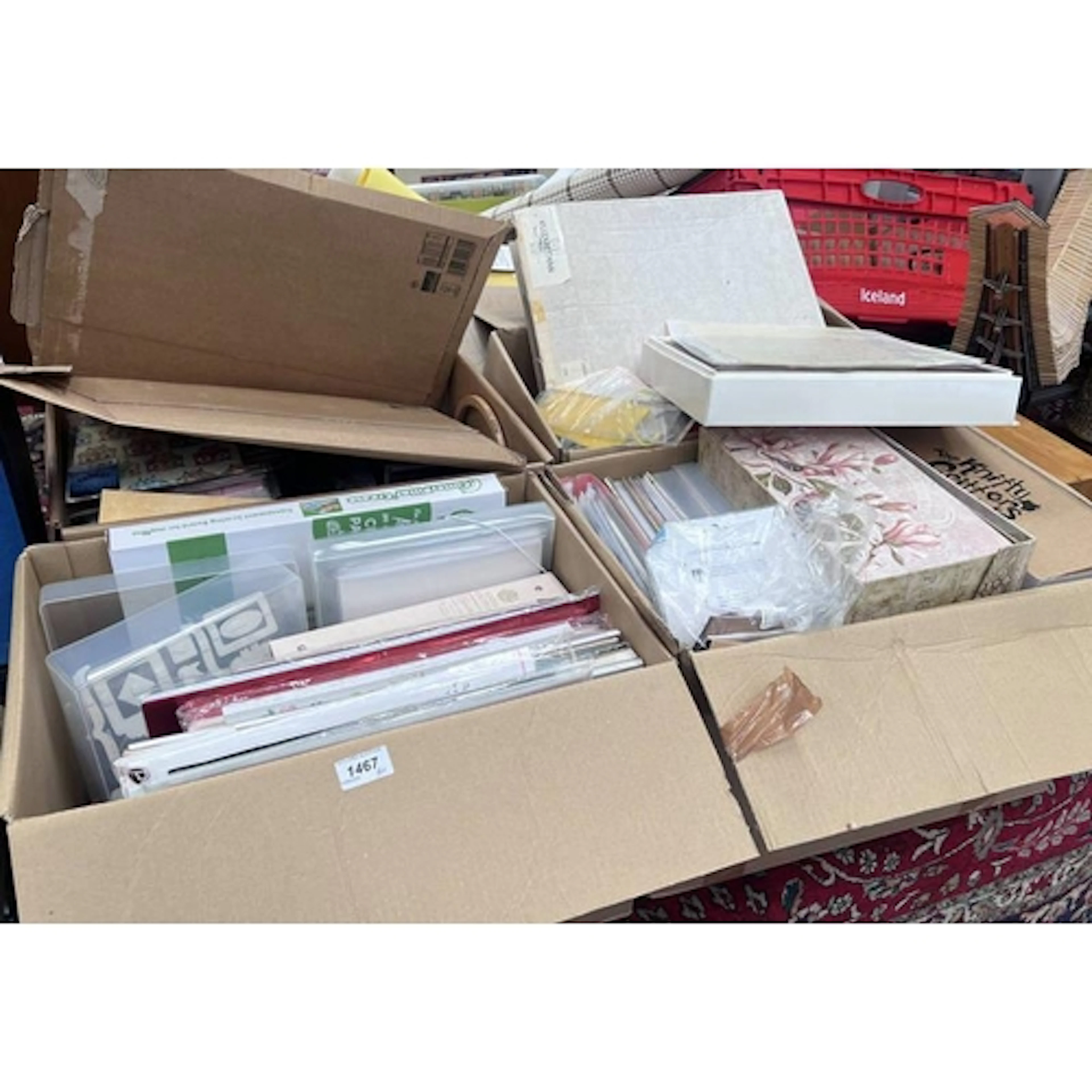 4 BOXES OF ARTS & CRAFTS RELATED ITEMS TO INCLUDE SCORING BO...