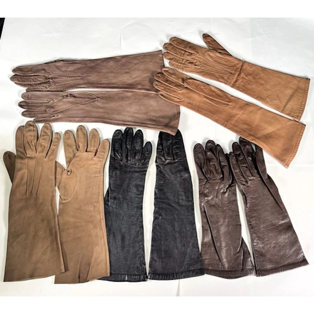 Five pairs of early to mid 20th century fine brown leather m...