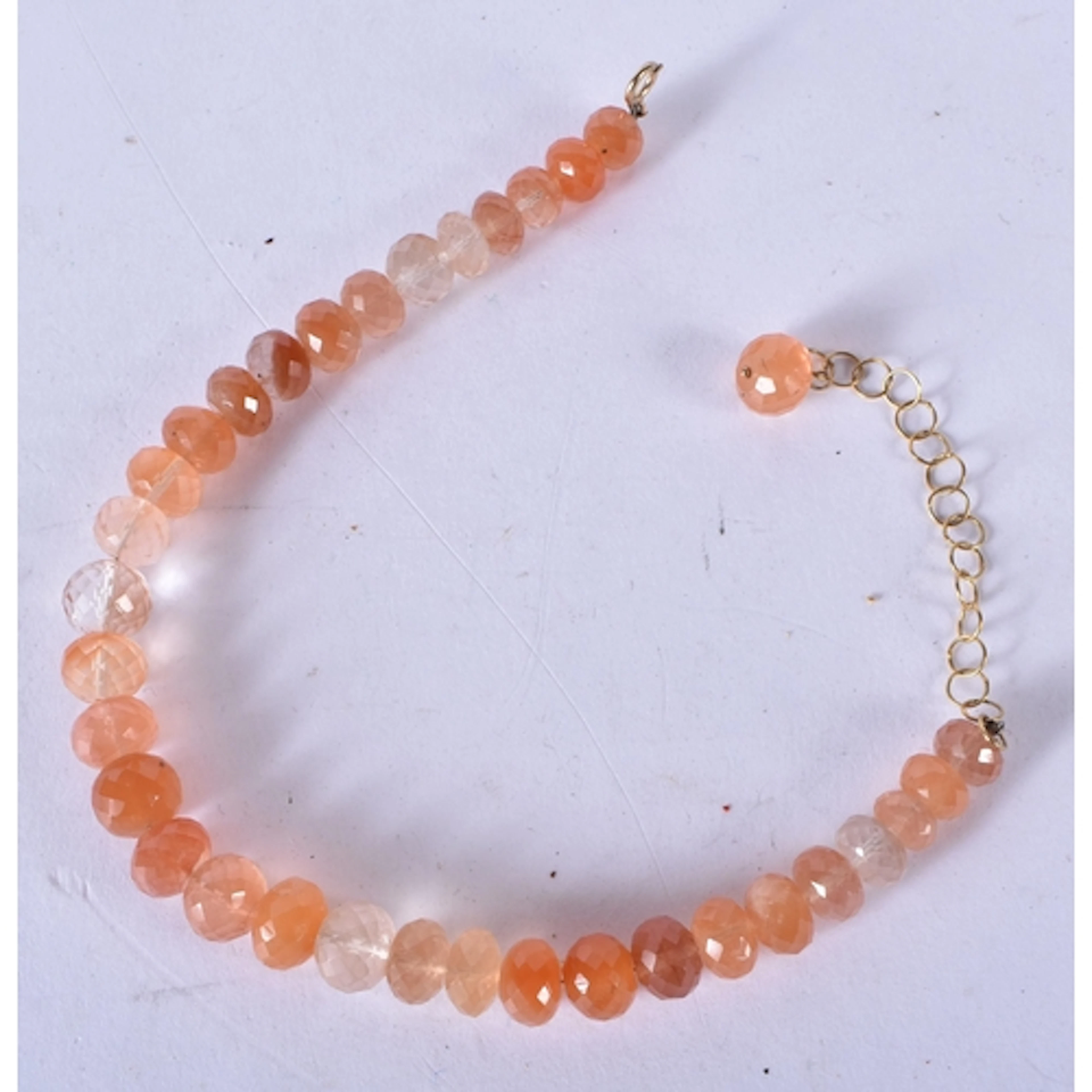 A Sunstone Gemstone Faceted Bead Necklace with 9 Carat Gold ...