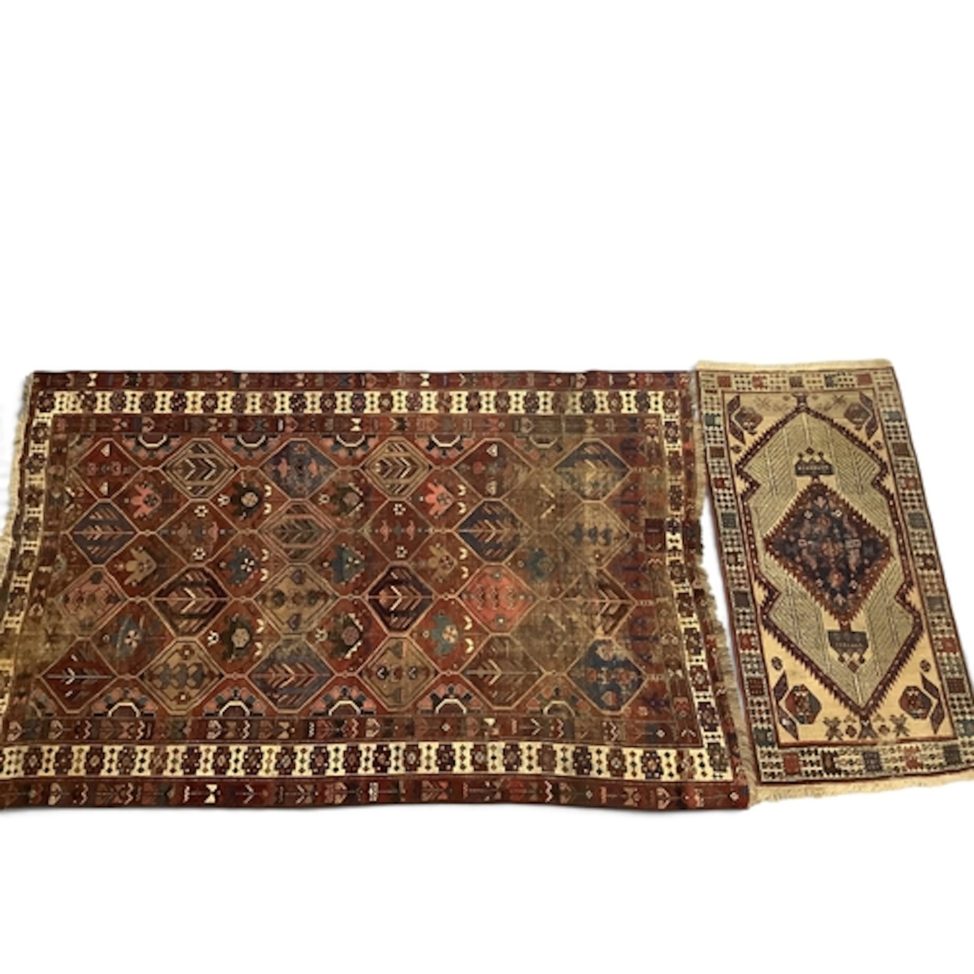 Middle Eastern Wool Tasseled Rug with 24 central octagonal m...