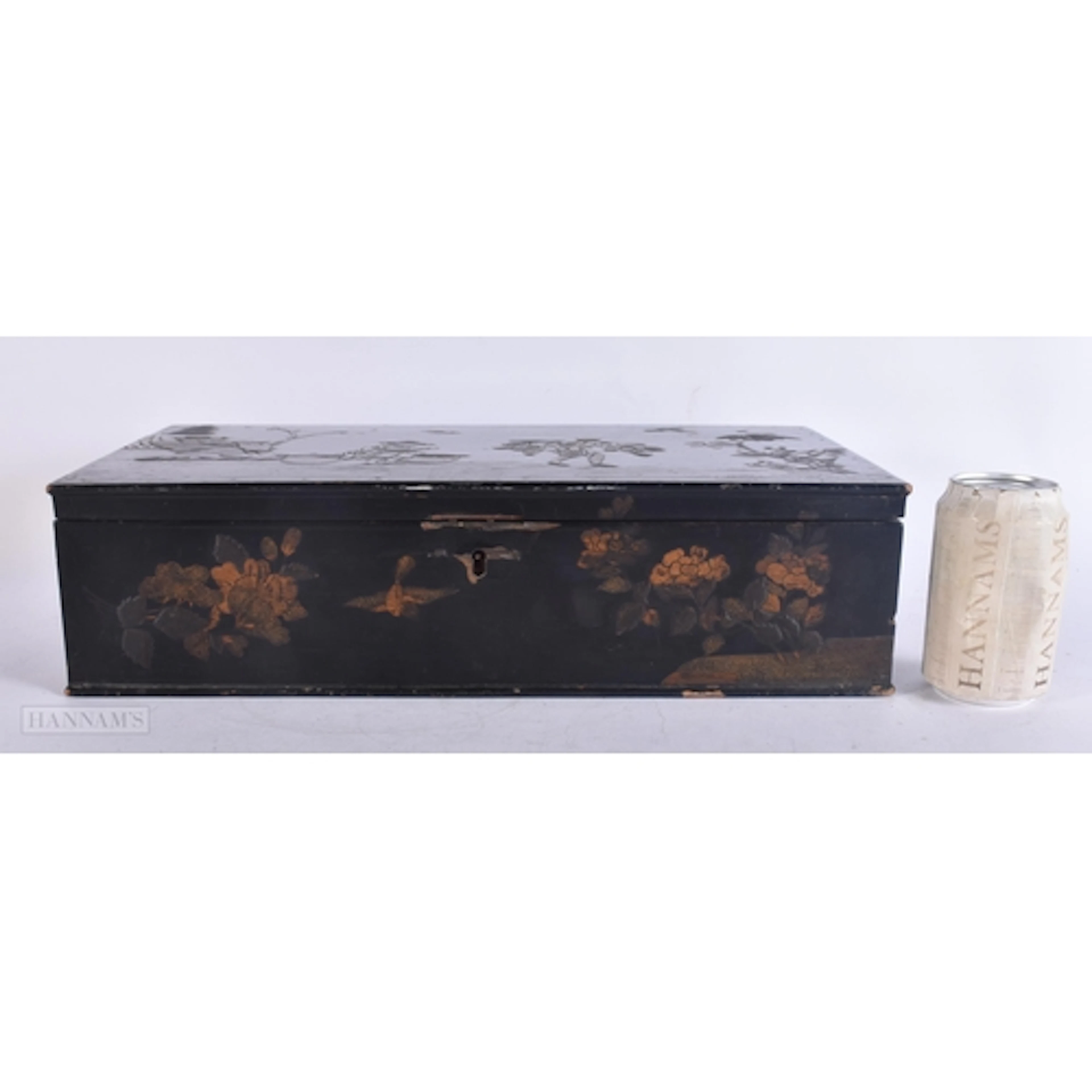 A George III COUNTRY HOUSE CHINOISERIE LACQUER DOCUMENT BOX ...