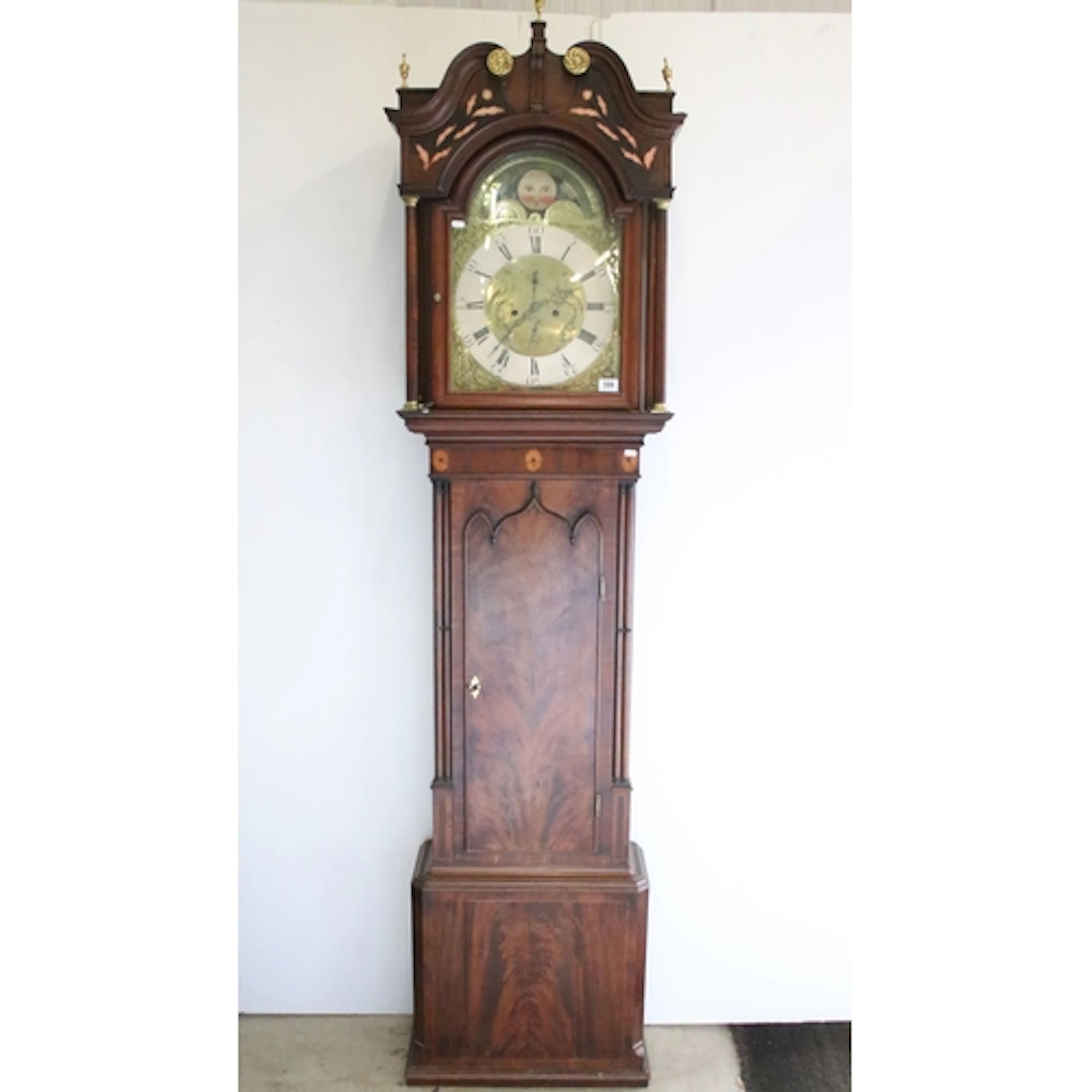 19th century mahogany moonphase longcase clock, signed for E...