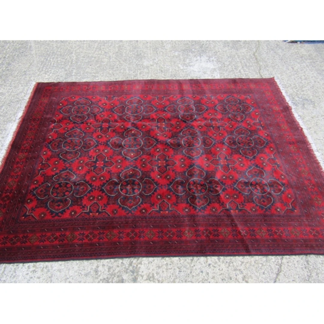 Persian Pure Wool Rug Burgundy Ground Patterned Borders Appr...