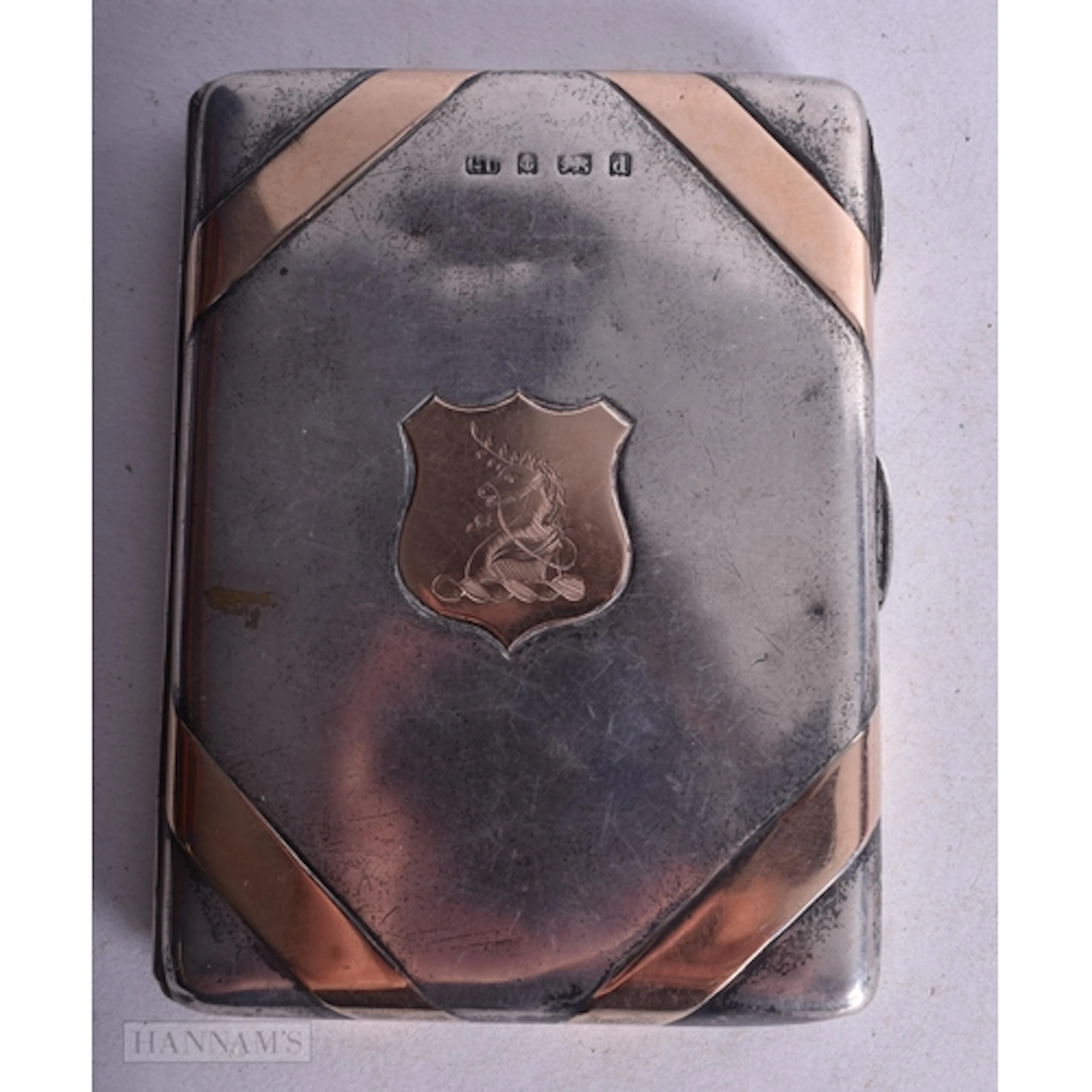 AN ANTIQUE George UNITE SILVER AND GOLD CASE. 148 grams over...