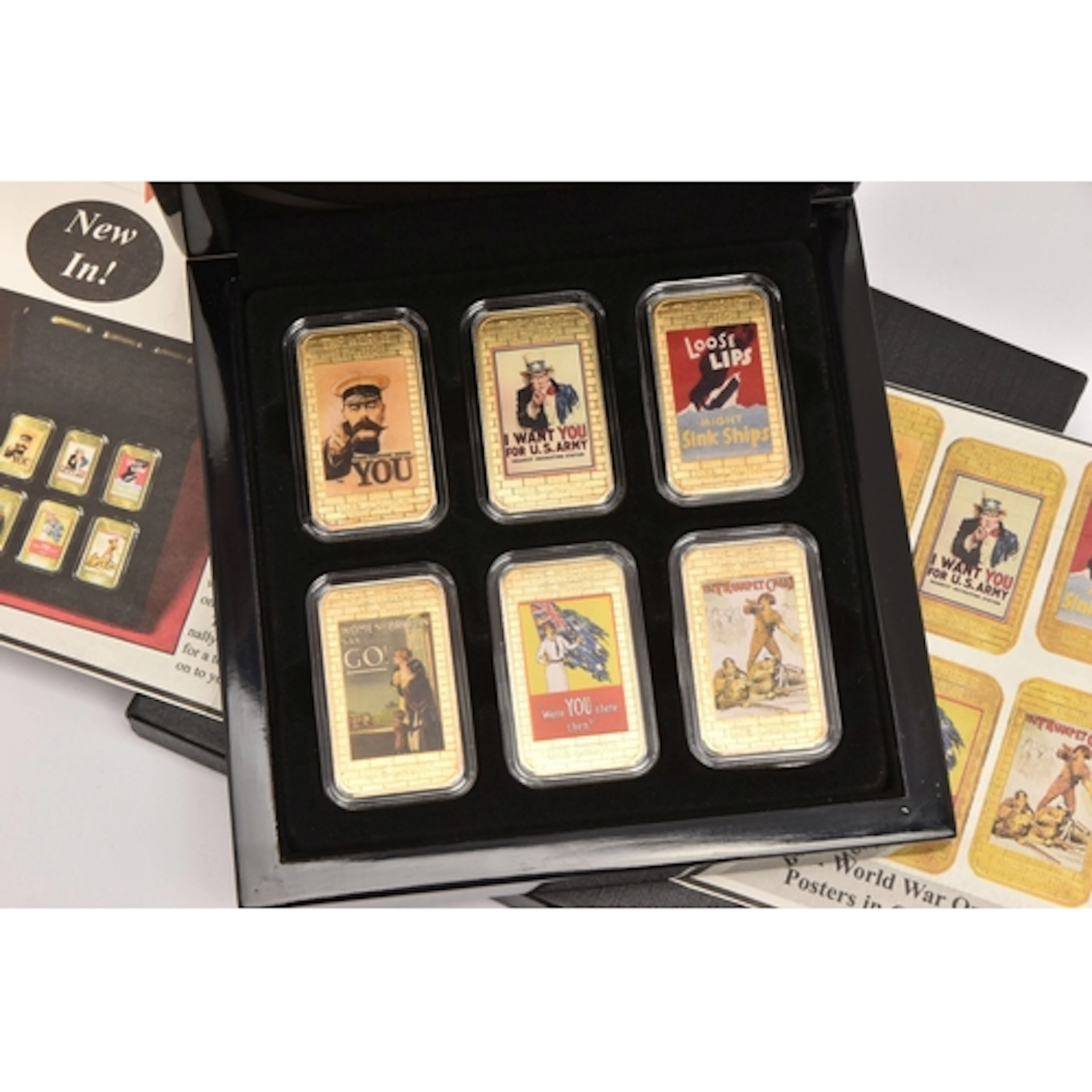 WORLS WAR 1 POSTER COINS IN CASE SET, this consists of six i...
