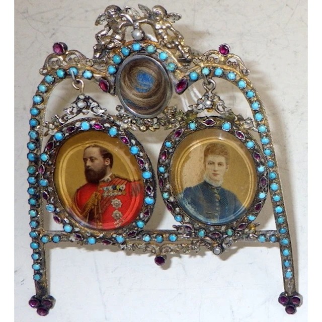 A 19thC Austro-Hungarian silver & gilded metal miniature por...