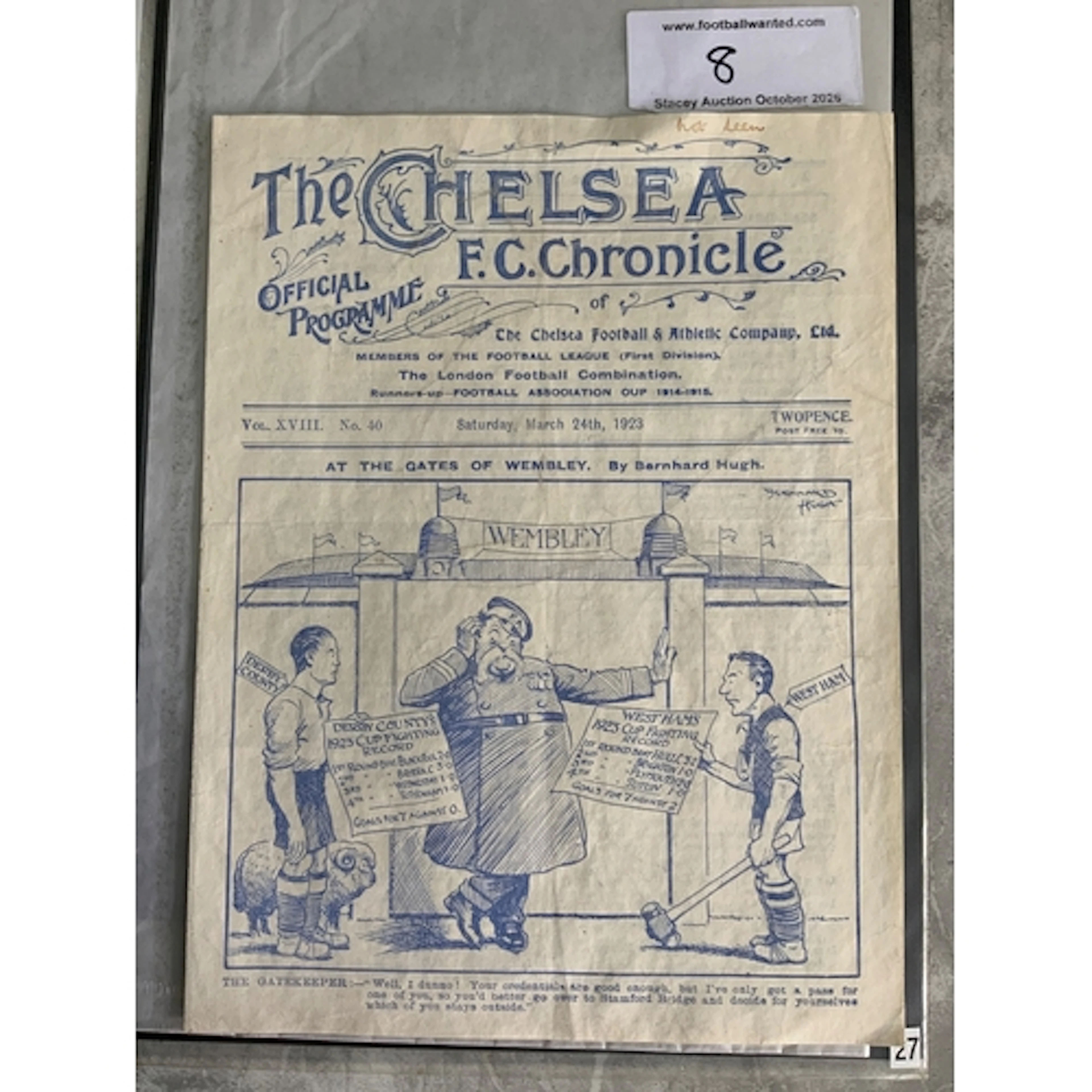 1923 FA Cup Semi Final Football Programme: Derby County v We...