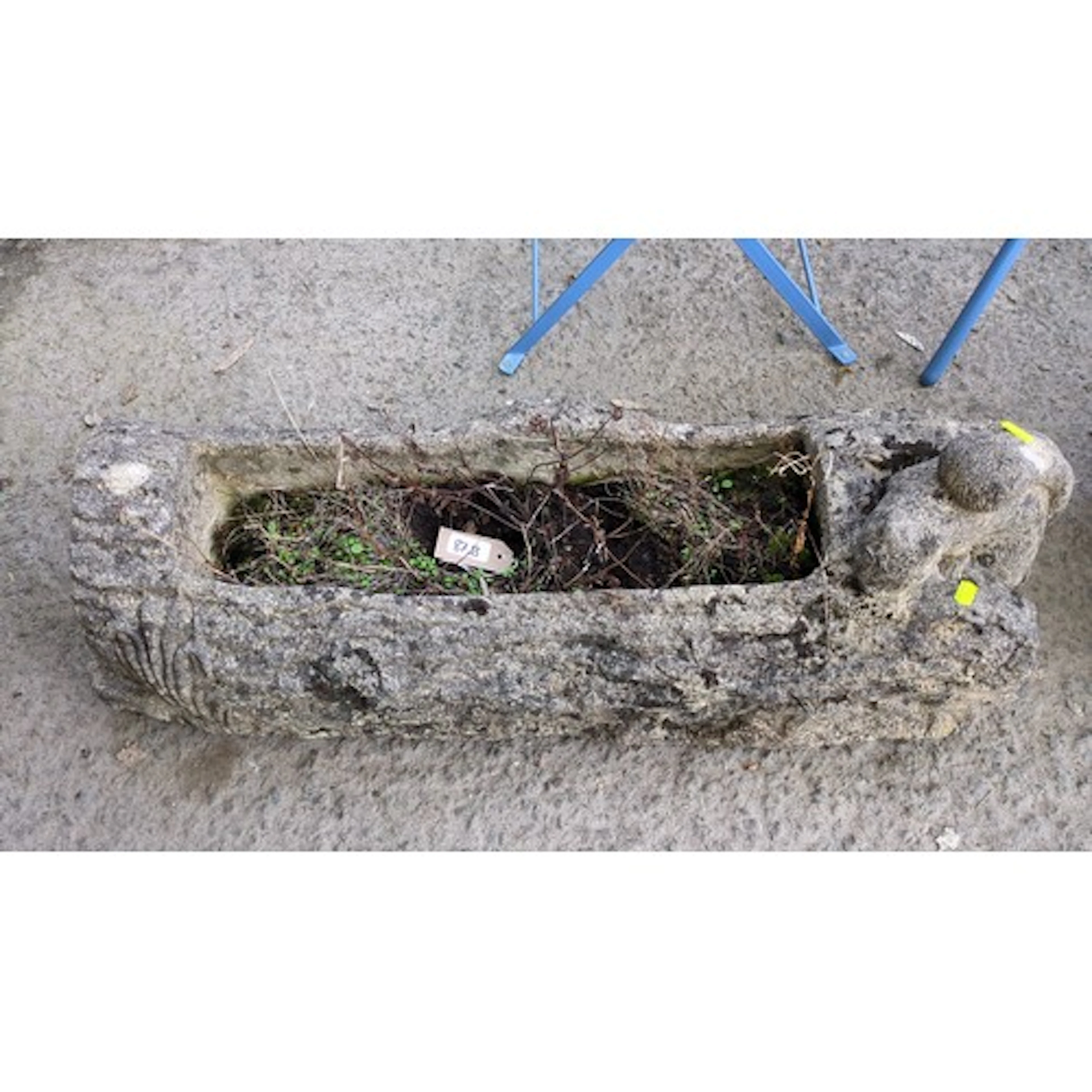 Cast composition stone trough-form jardinière, the rectangul...