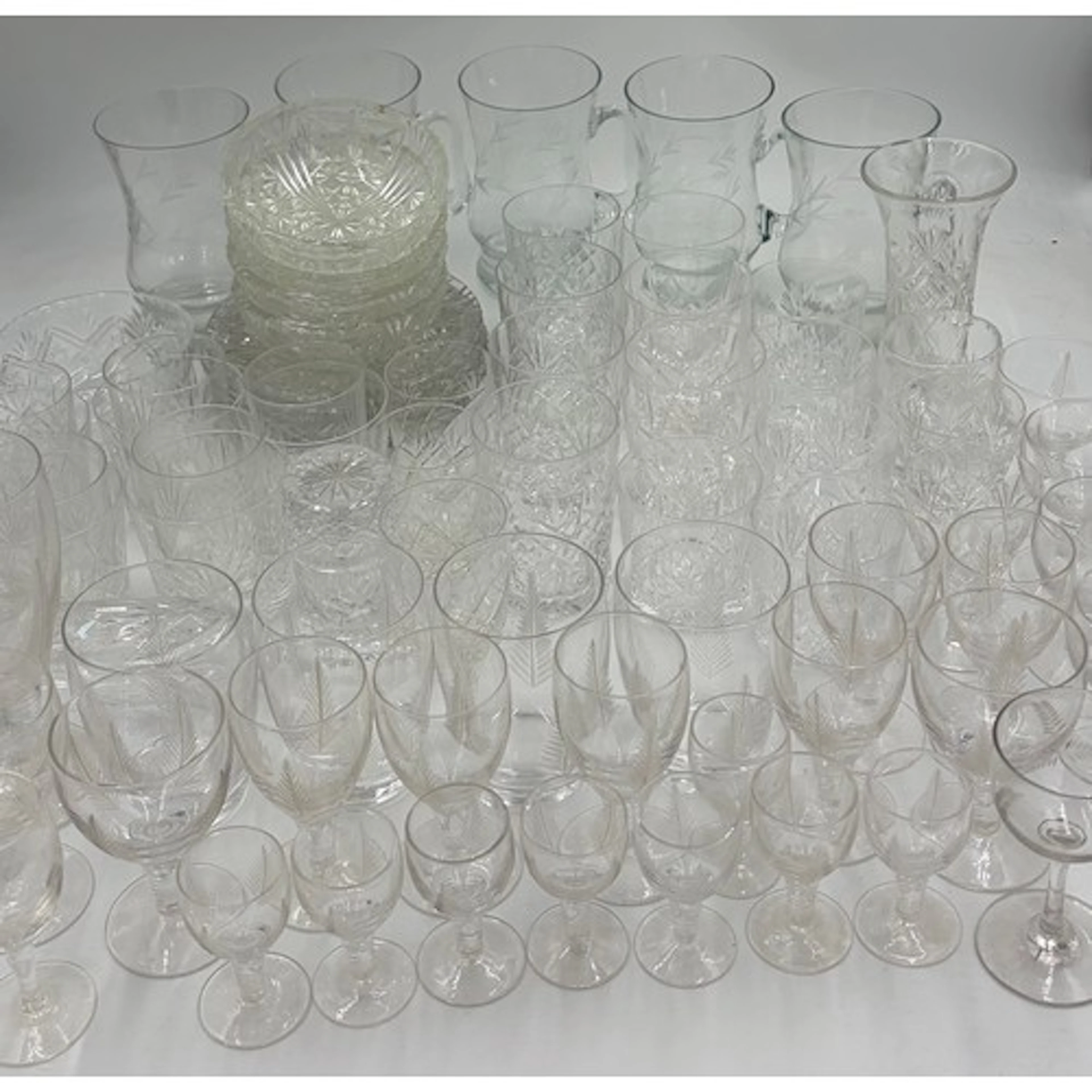 A collection of Stuart Crystal depicting Woodchester (Fern) ...