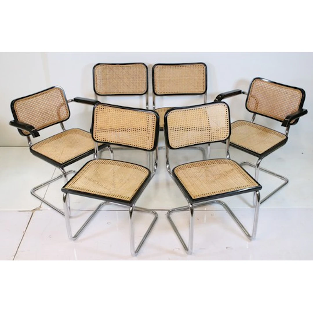 Set of six Marcel Breuer cantilever chairs, comprising two c...