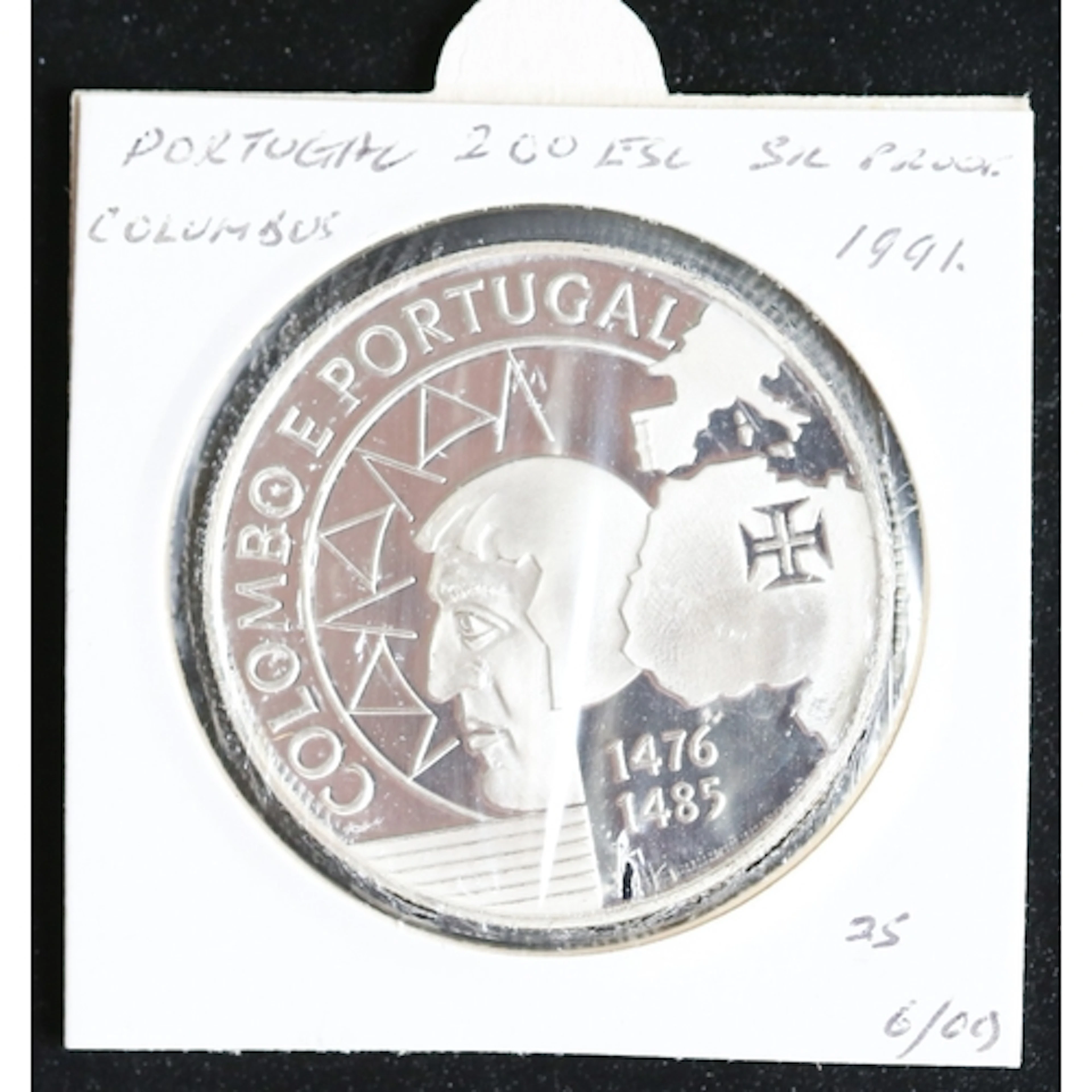 Sterling Silver Commemorative 200 Escudos Coin 'Colombo E Po...