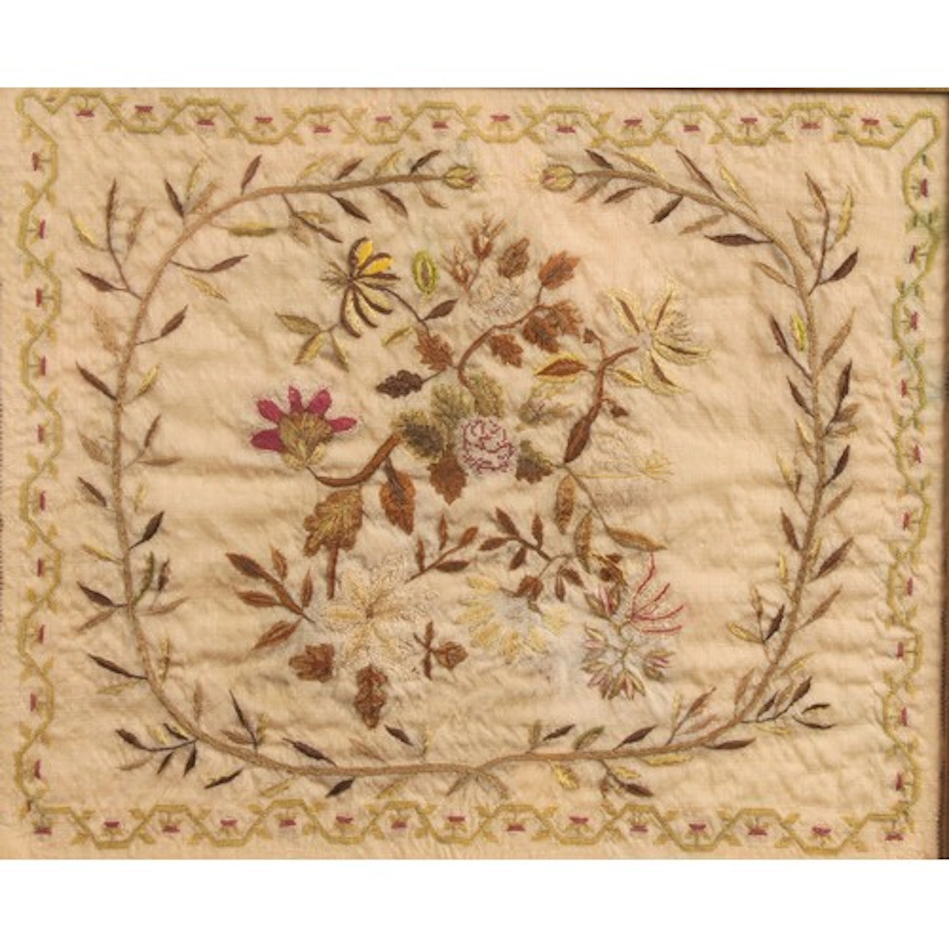 Textiles - a George III needlework sampler, worked with a fl...