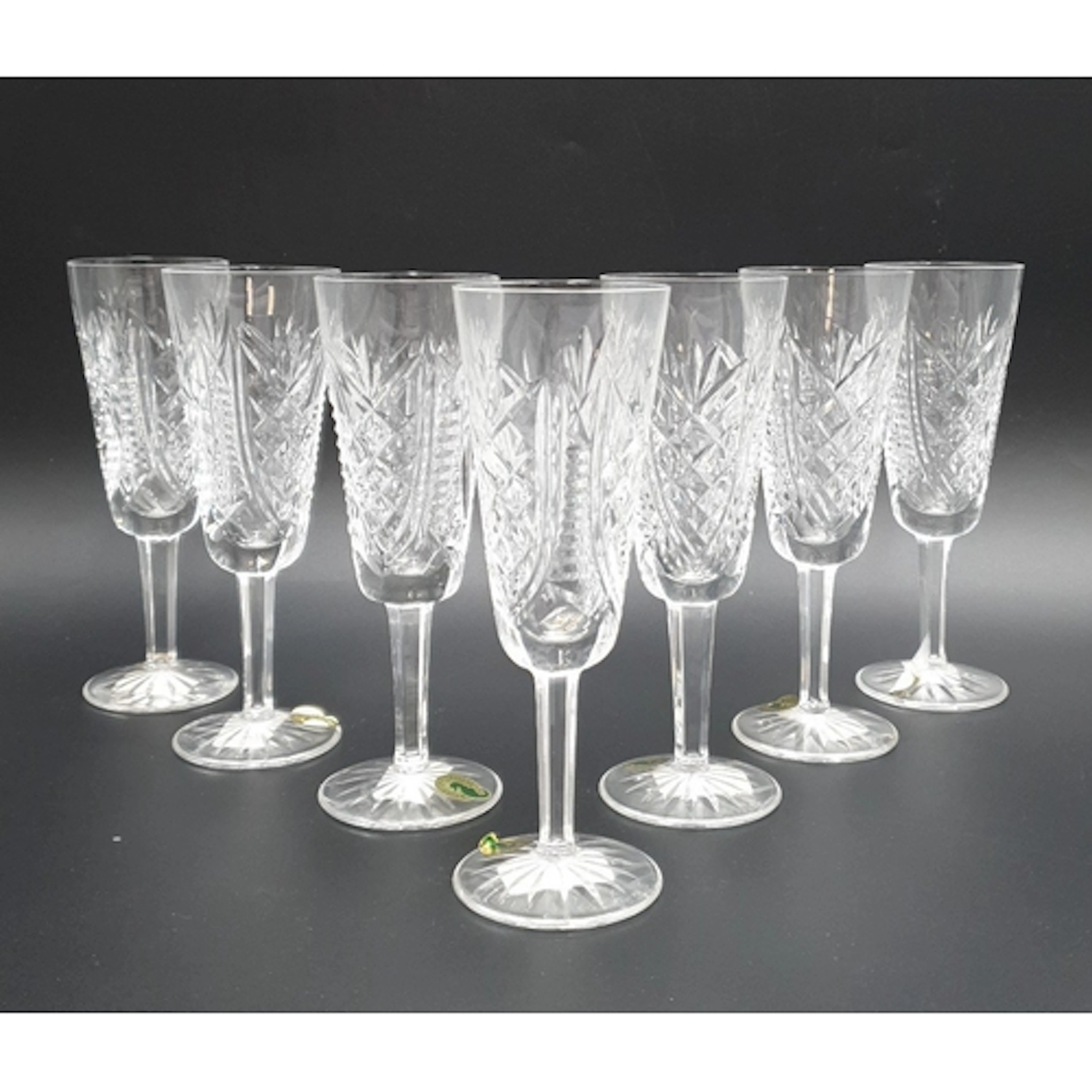 Lot of 7x Waterford cut crystal champagne flutes H:18.5cm