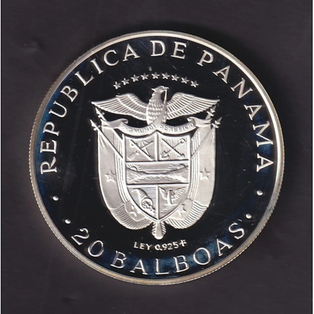 1974 Republic of Panama Silver (.925) Proof 20 Balboas coin,...