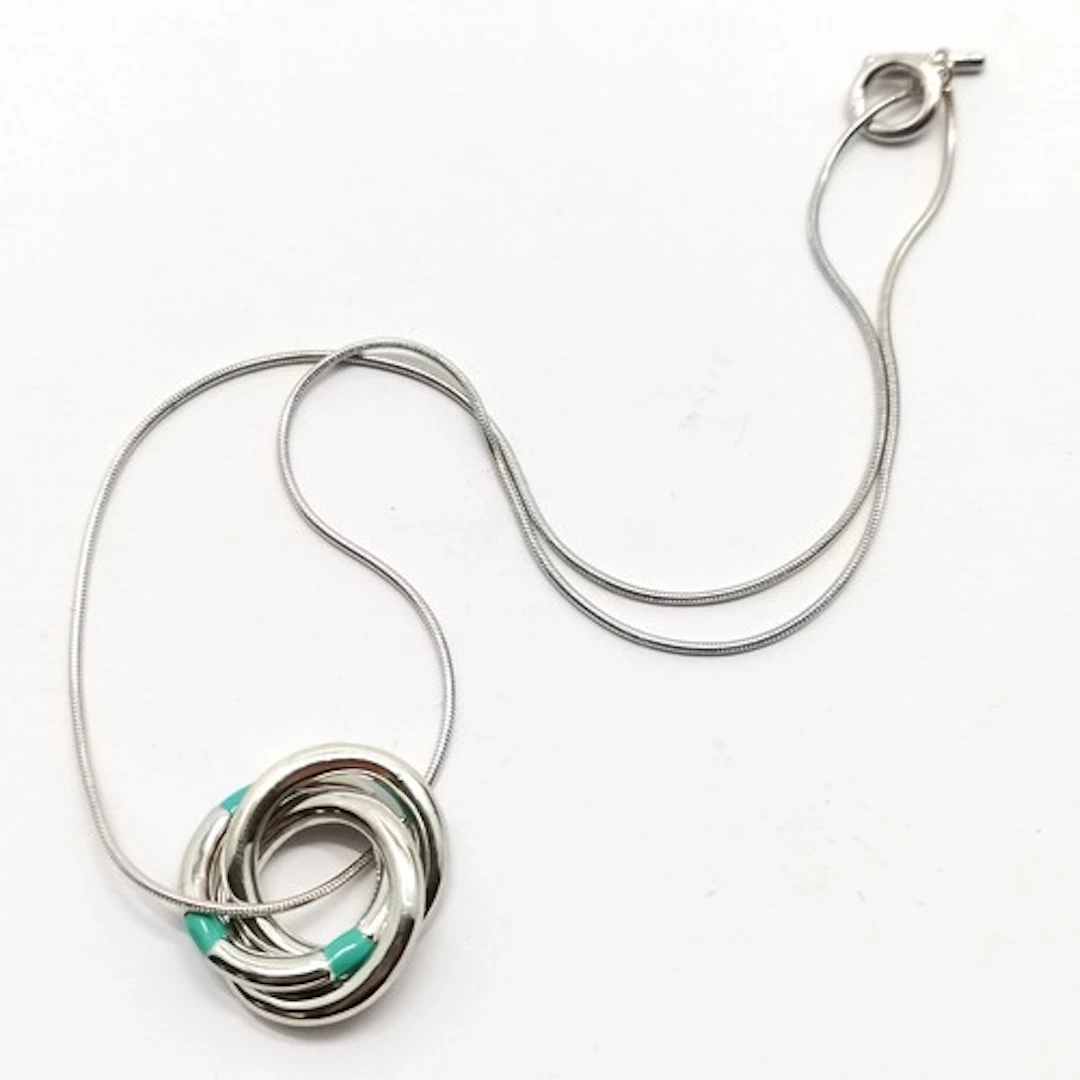 Lulu silver marked necklace with triple ring detail - 40cm &...