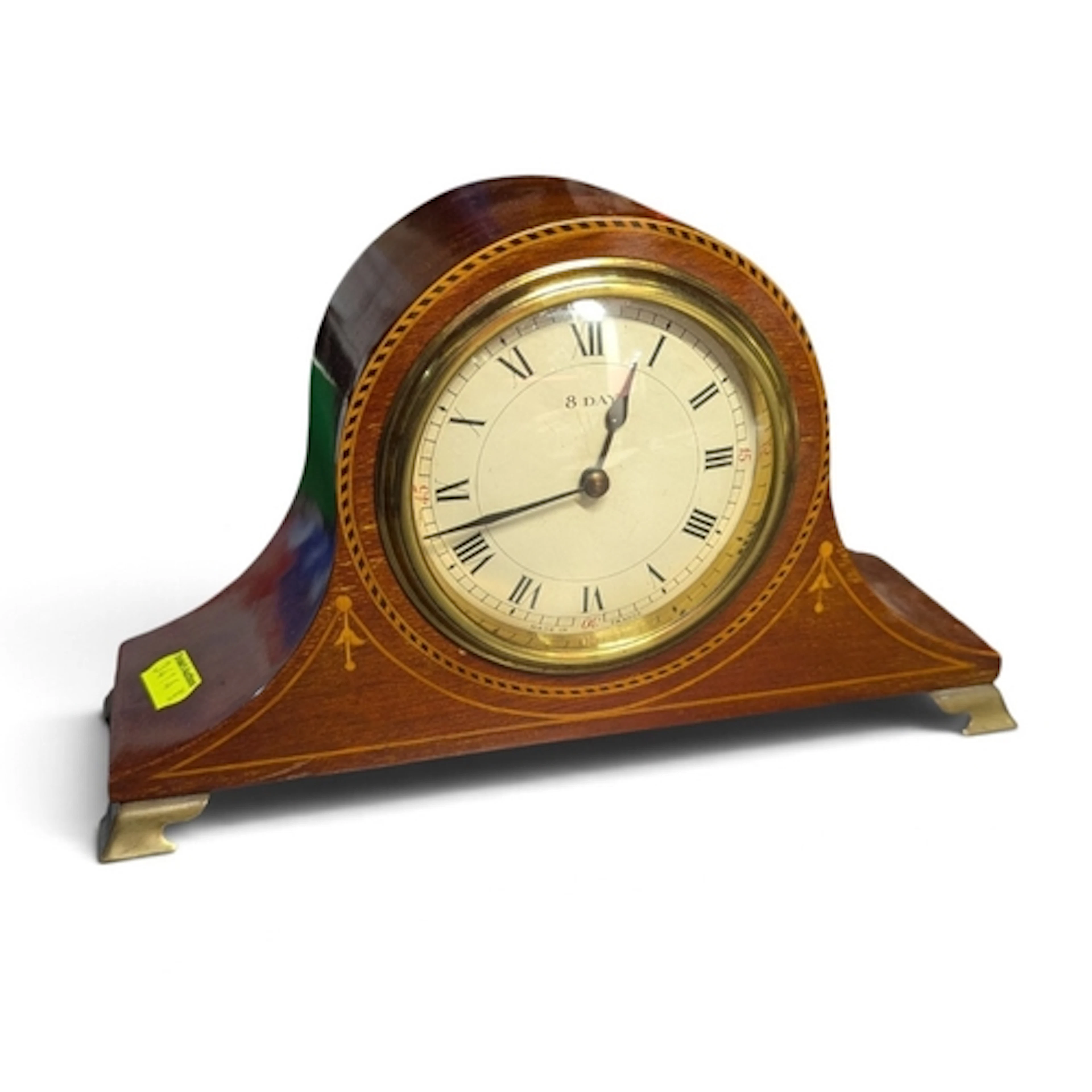Early C20 French 8-Day mantel clock with inlaid detail and b...