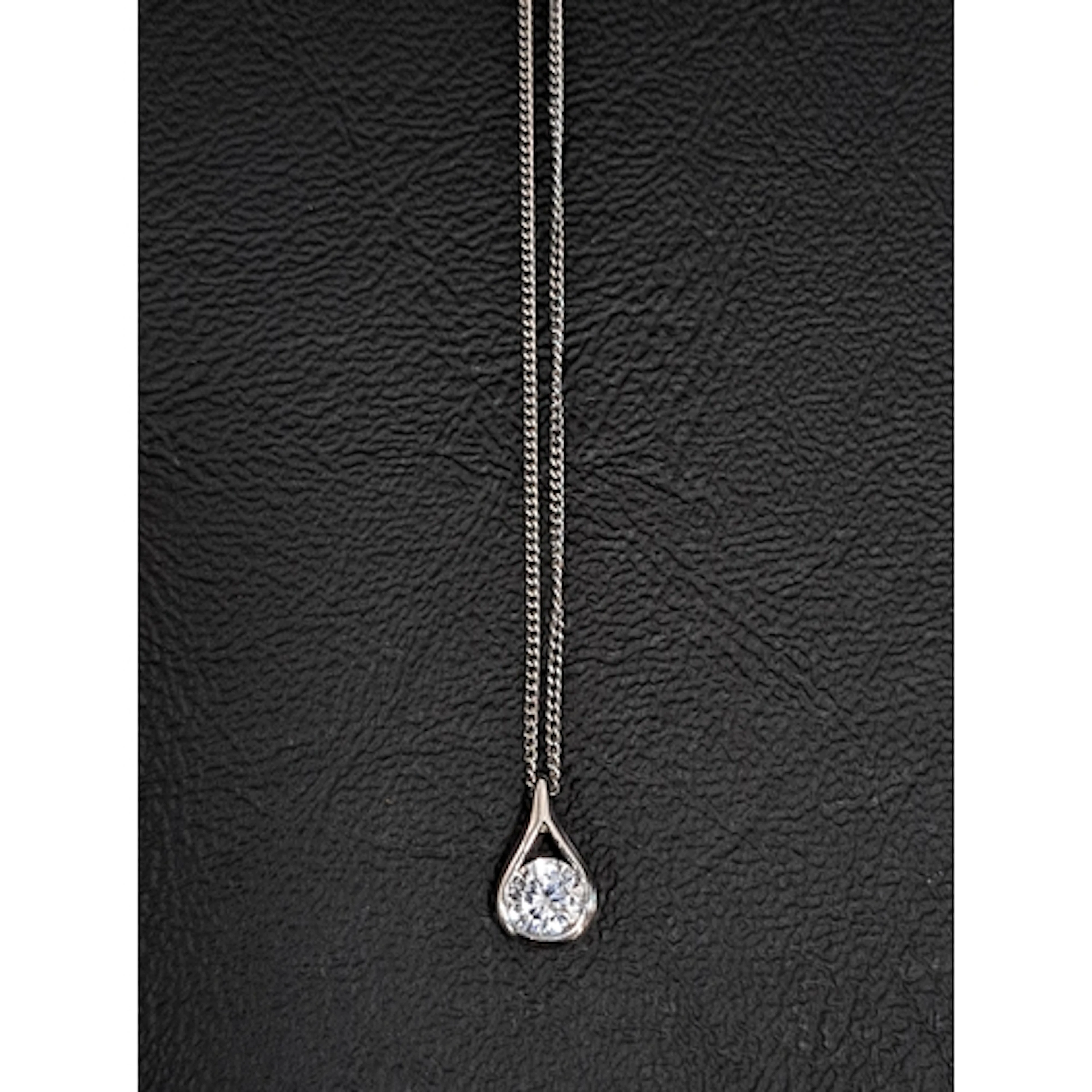 CZ SET NINE CARAT WHITE GOLD PENDANT on nine carat white gol...