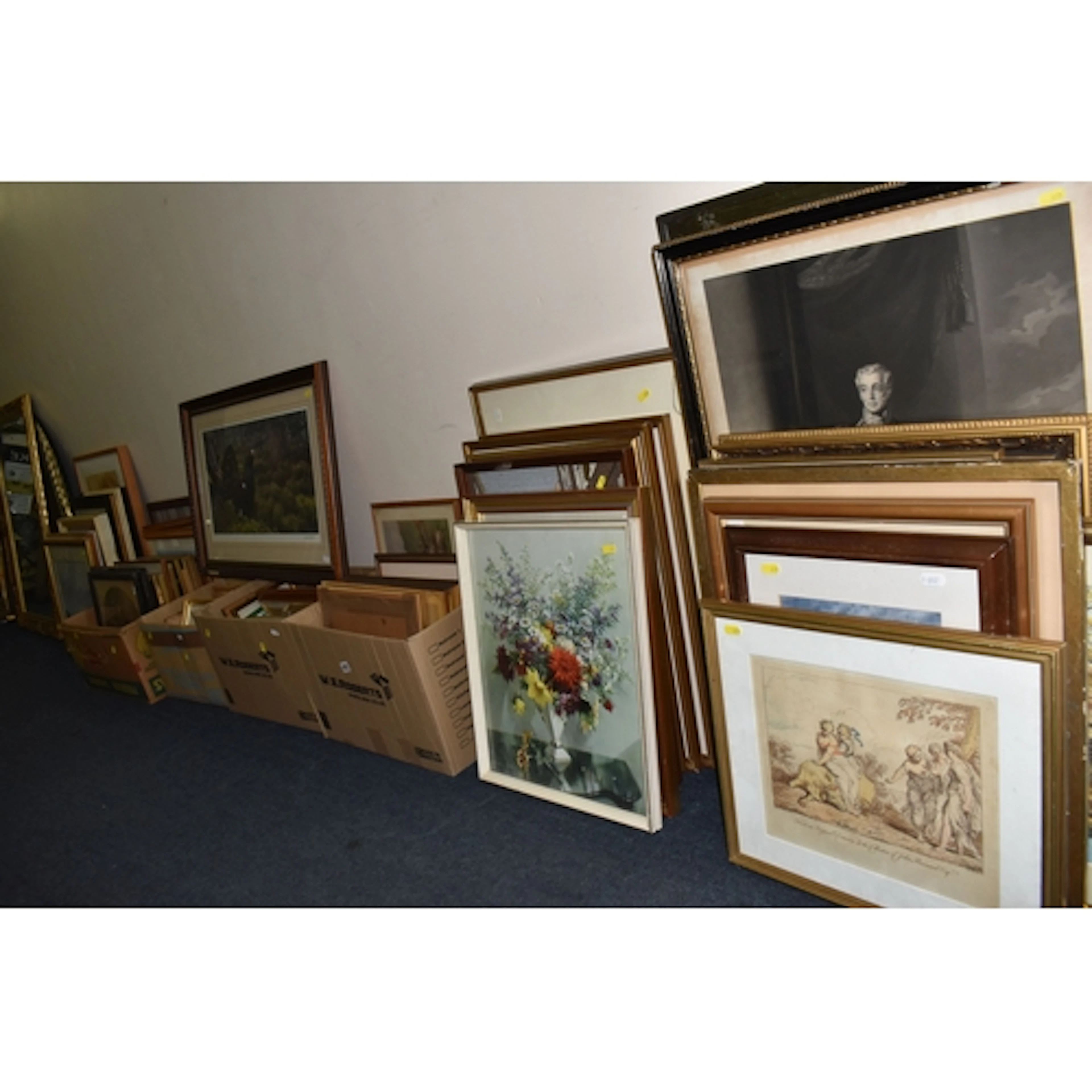 A LARGE QUANTITY OF ASSORTED PAINTINGS AND PRINTS ETC, to in...