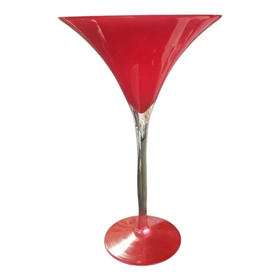 Large late 20th century retro red and clear glass cocktail m...