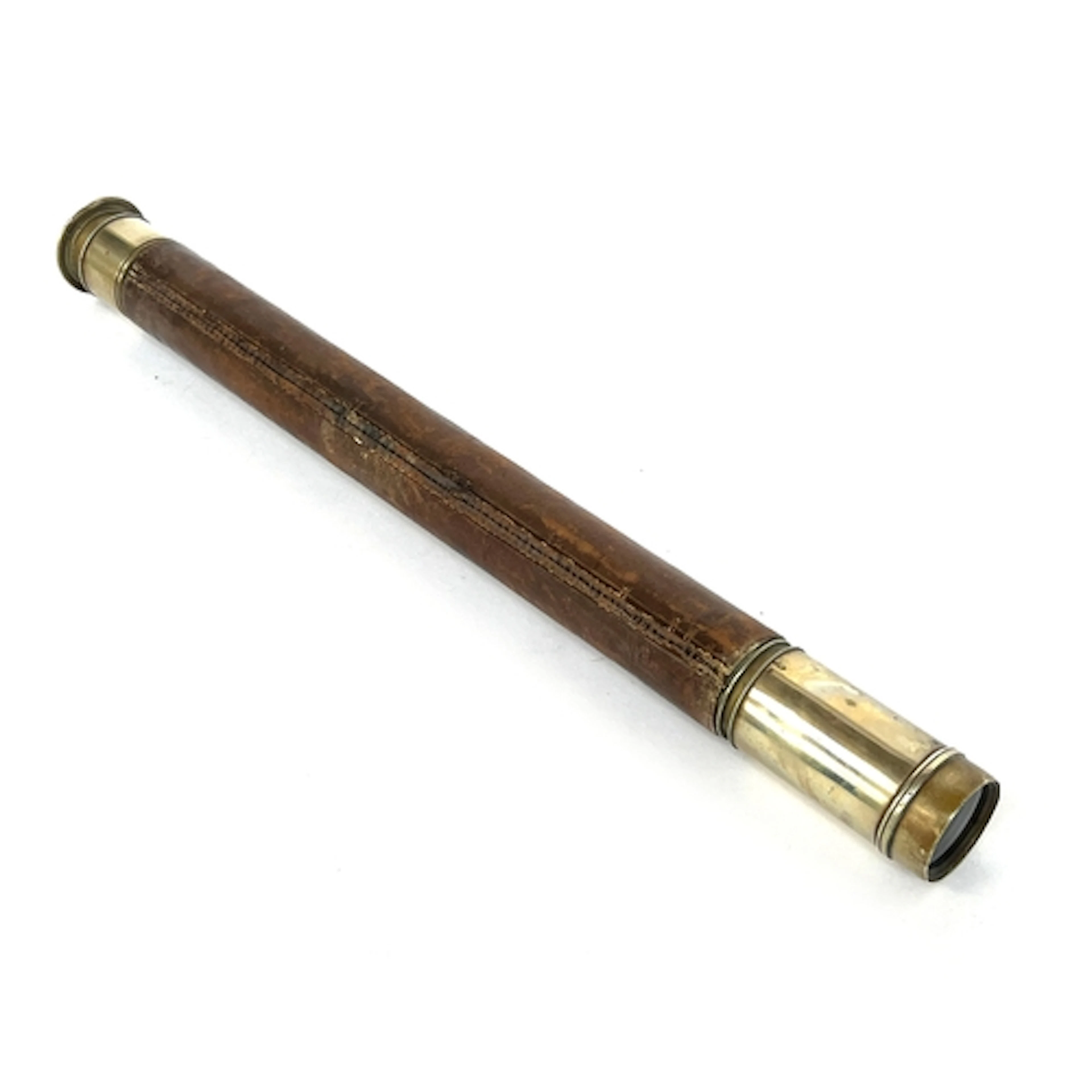 A 19th century leather bound telescope engraved 'Presented b...