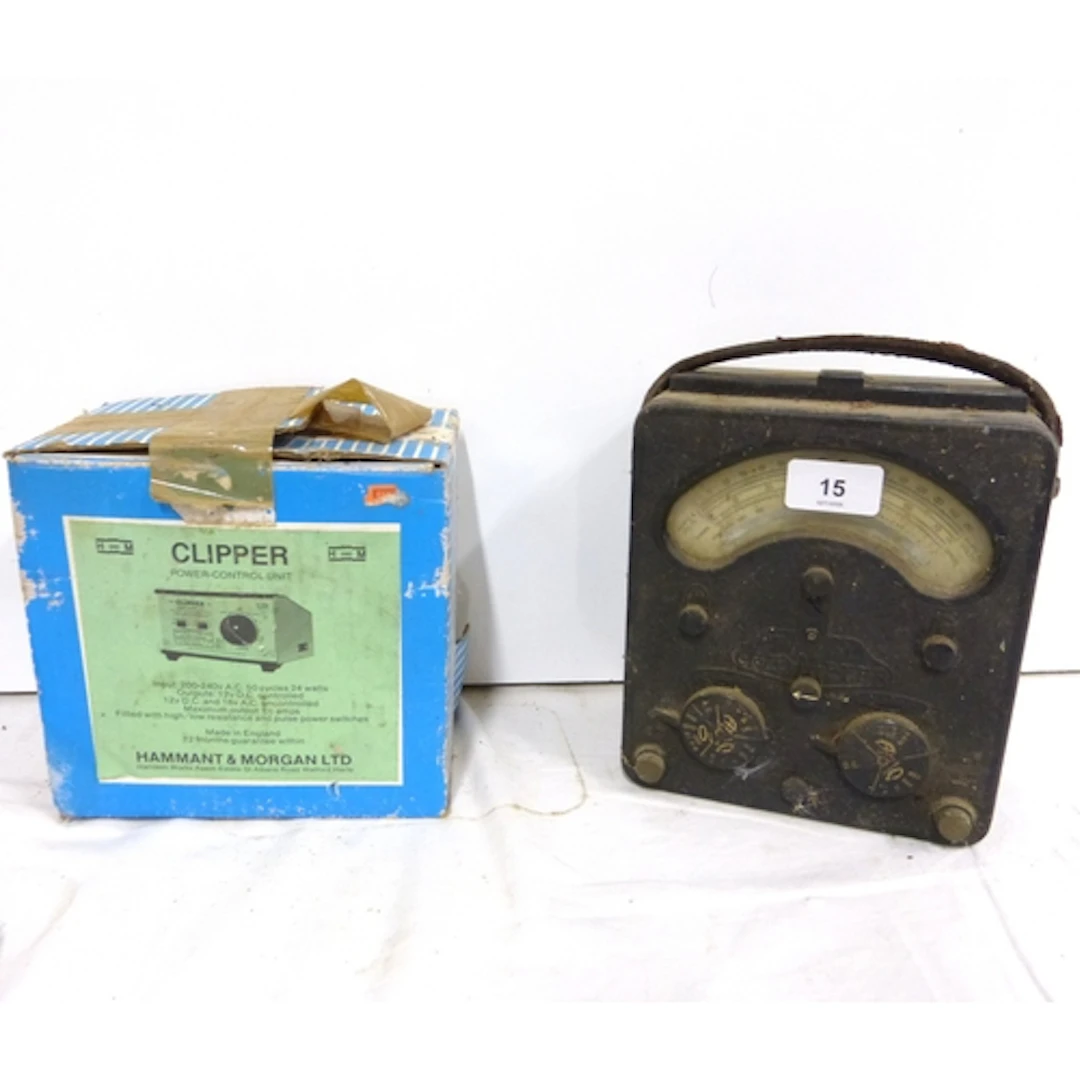 Electric test meter bakelite and clipper power control unit