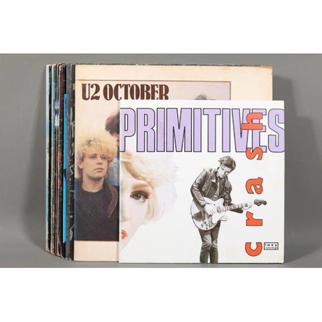 Mixed vinyl records to include U2, Talking Heads, Die Warzau...