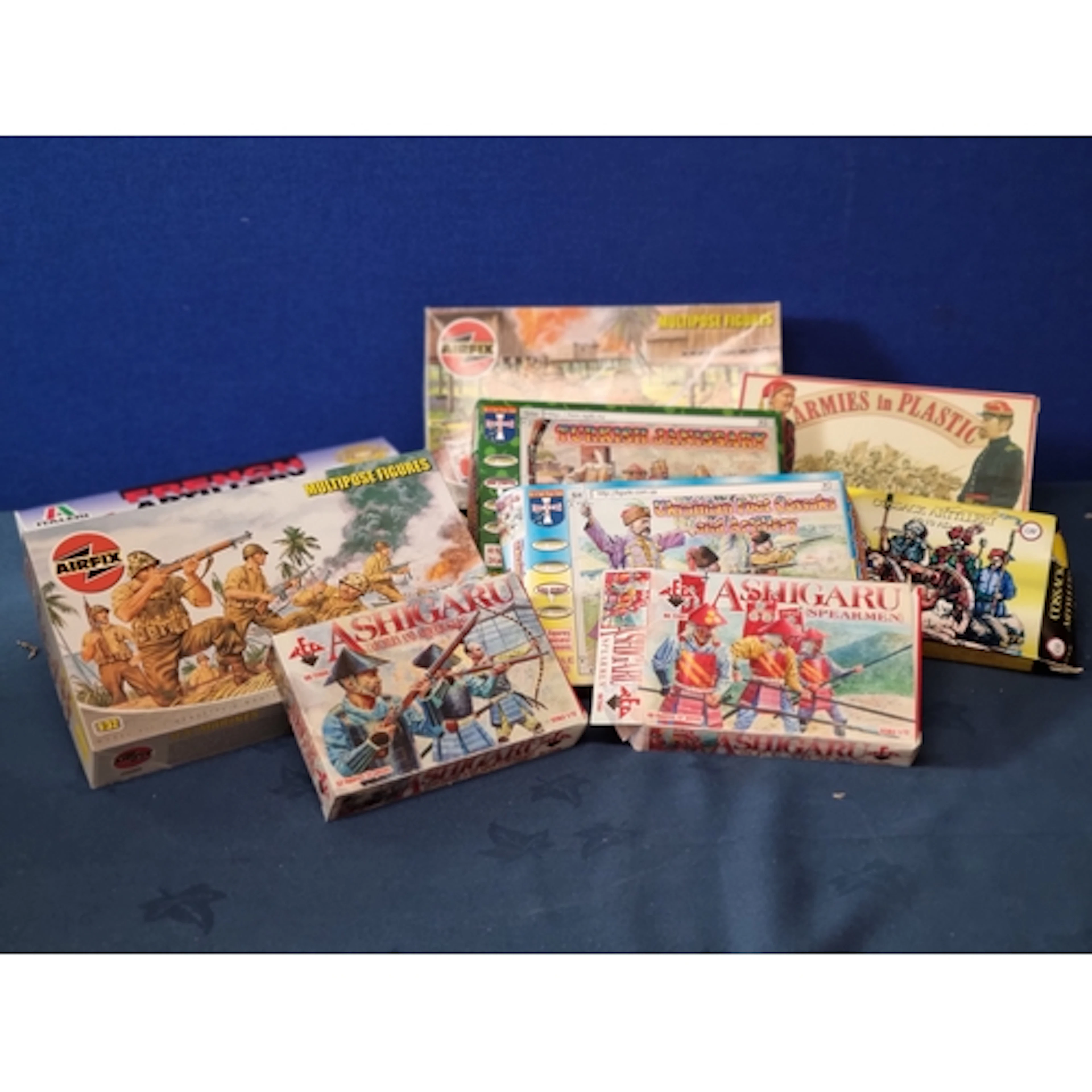 Nine boxes of plastic Military Figures including Airfix 1:32...