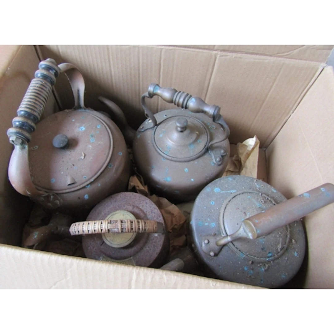 Collection of Old Copper and Brass Kettles Quantity as Photo...