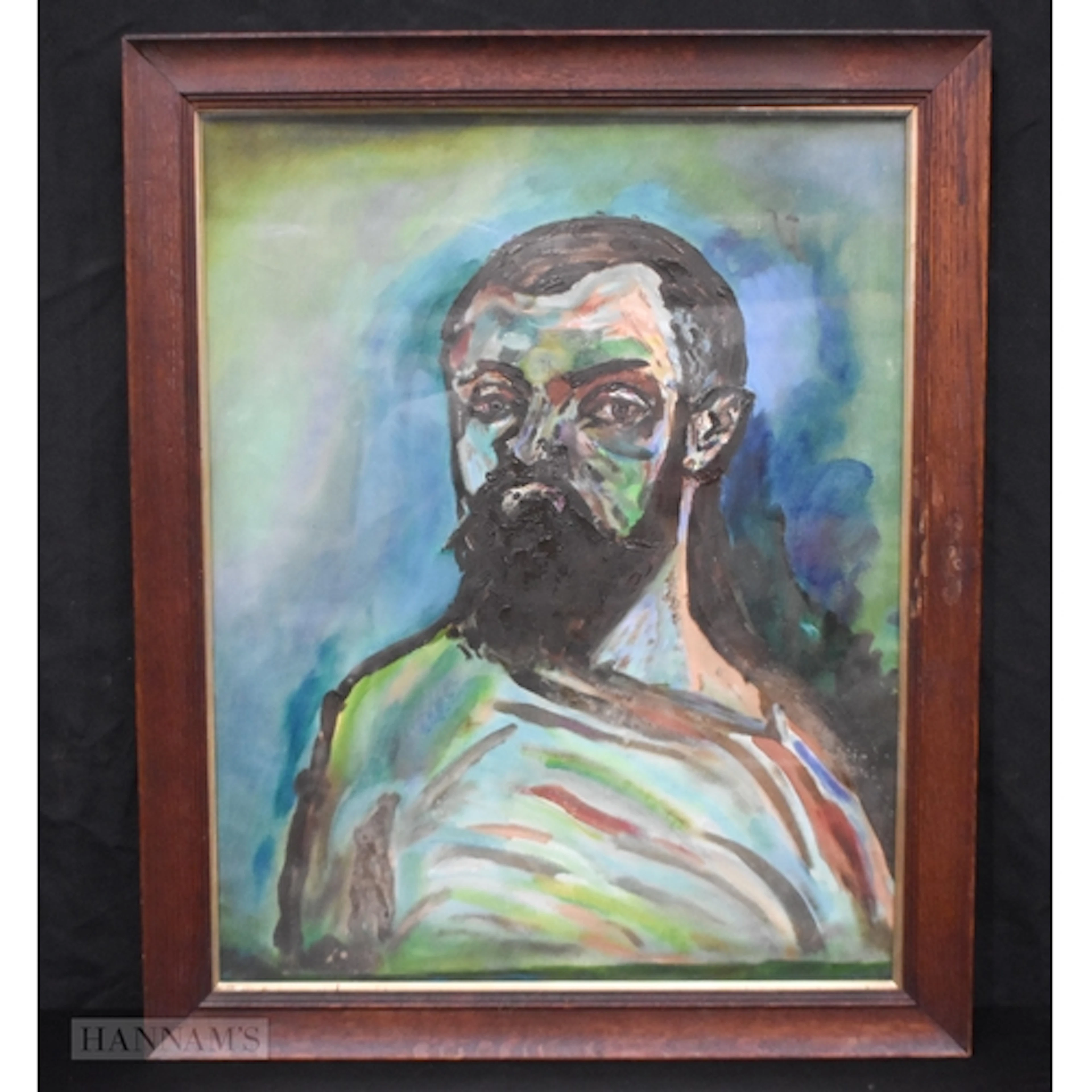 A framed oil on board of a male possibly a depiction of Mati...