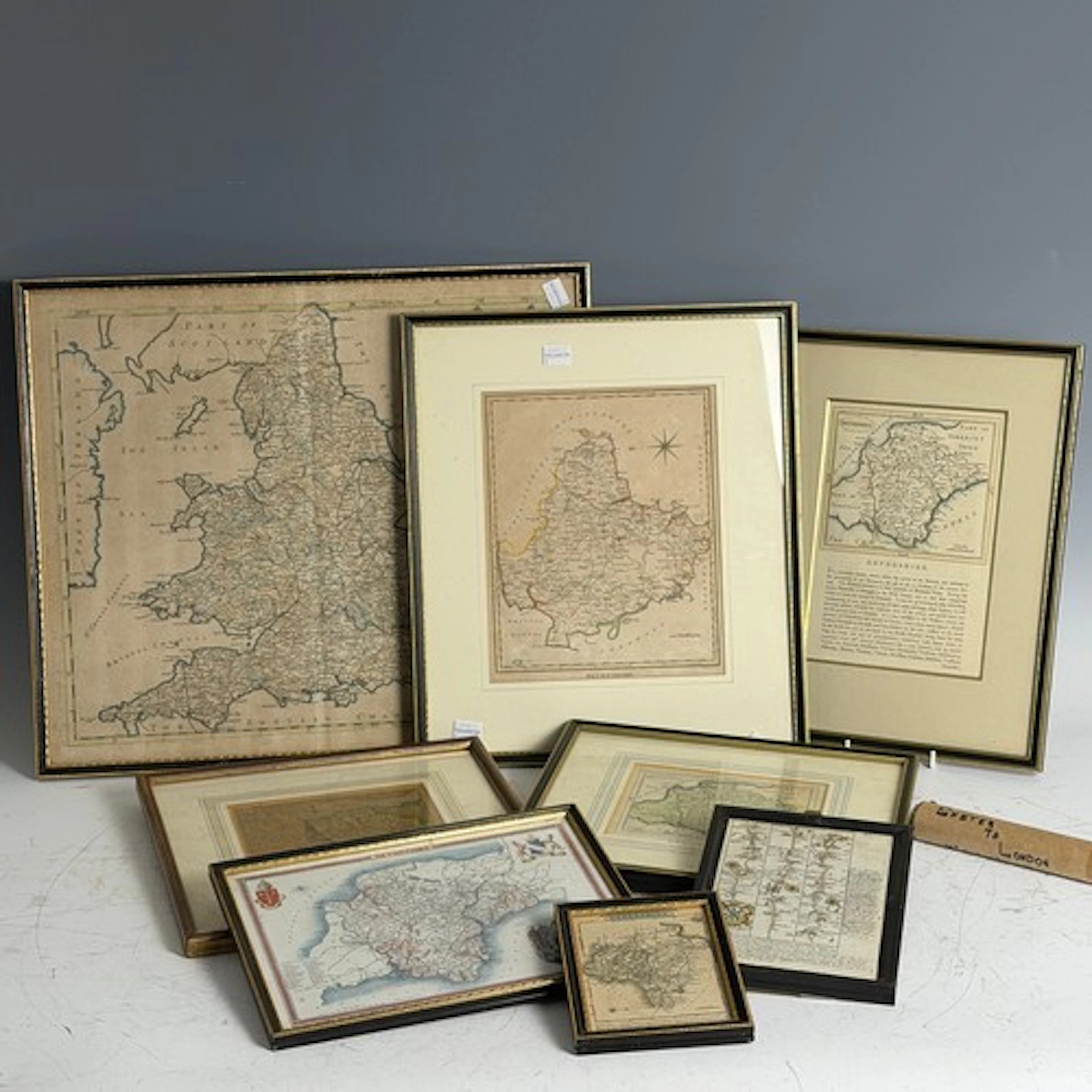 Maps: England by Robert Morden, image size 36cm x 42cm, fram...