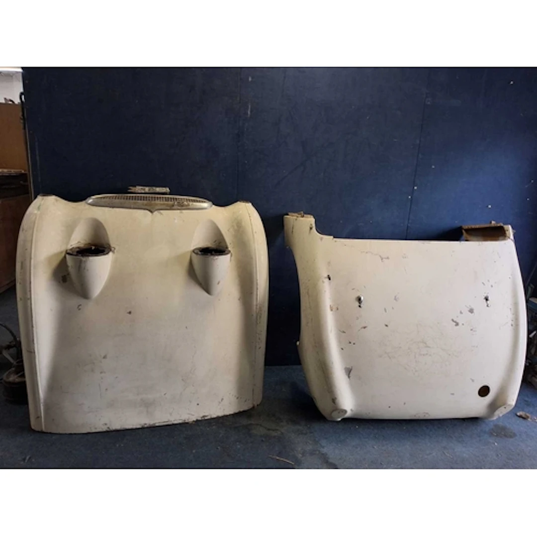 A FIBRE GLASS AUSTIN HEALEY 'FROG EYE' SPRITE BONNET AND TAI...