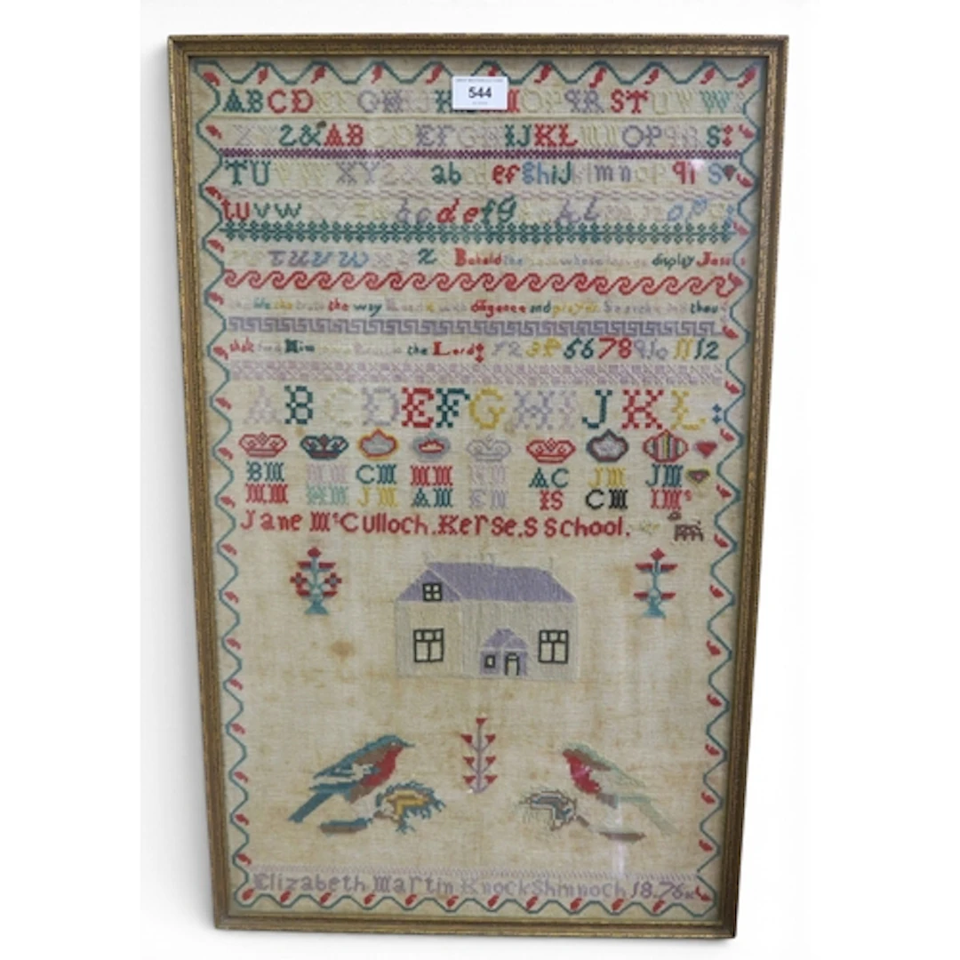A Victorian needlework sampler, of an Ayrshire interest, in ...