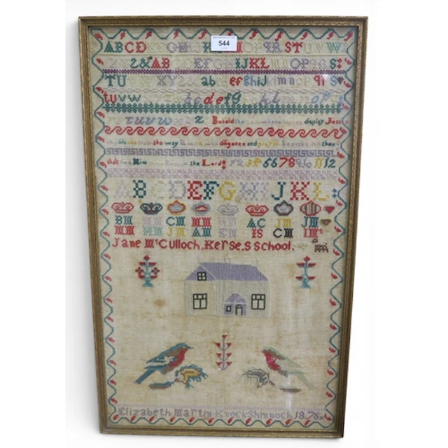 A Victorian needlework sampler, of an Ayrshire interest, in ...