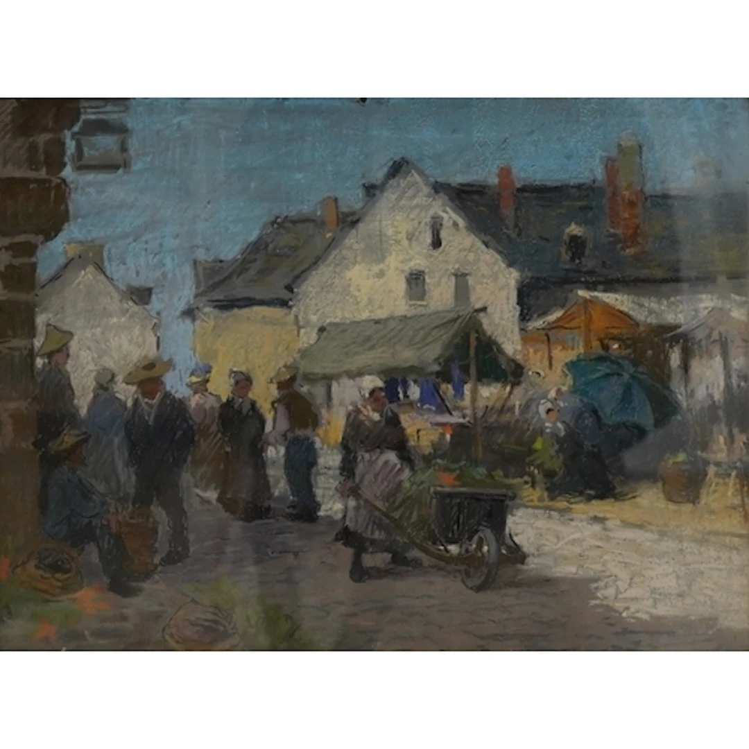 Early 20th century School, market scene with figures, indist...
