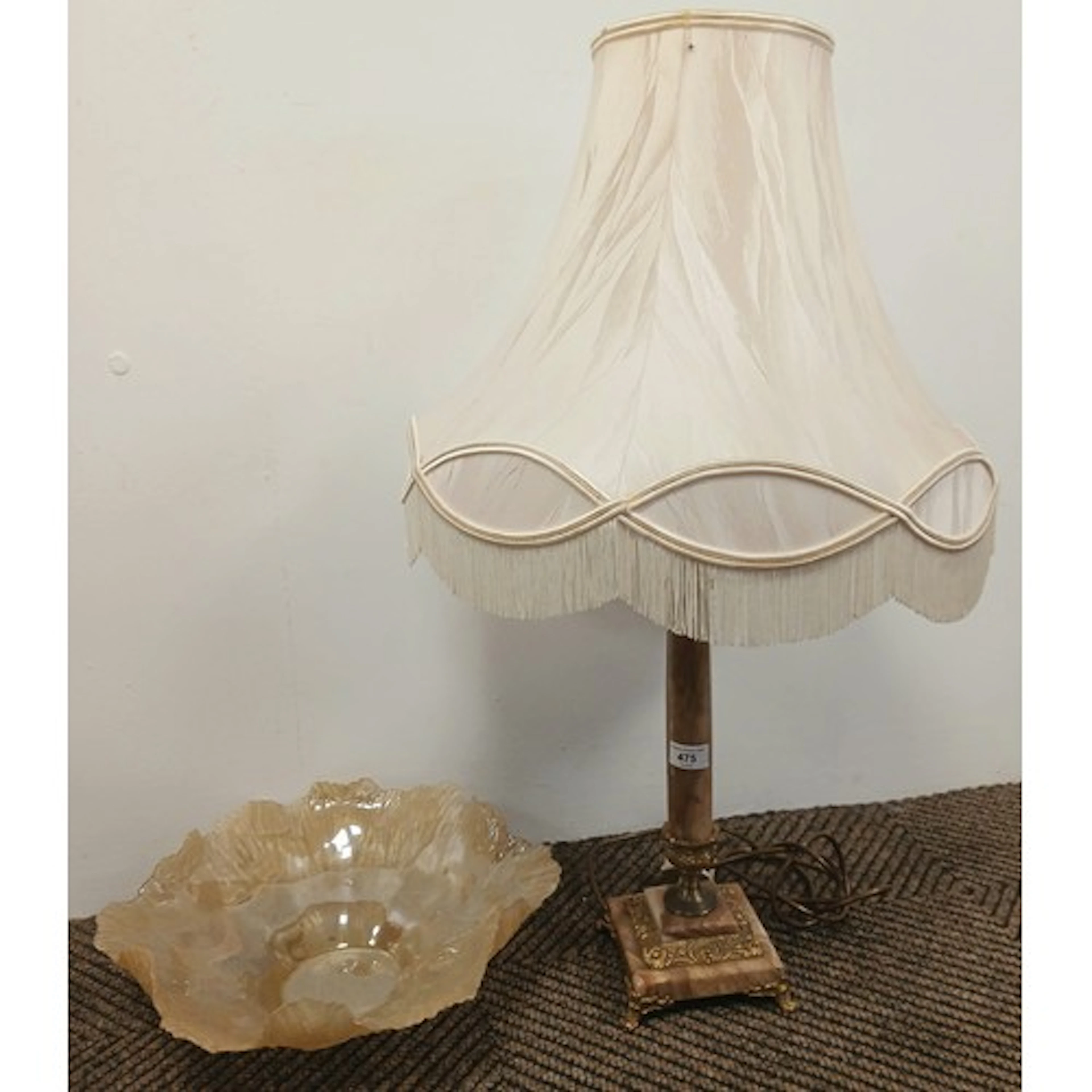 Marble gilt metal table lamp, and a Murano bowl, diameter 34...