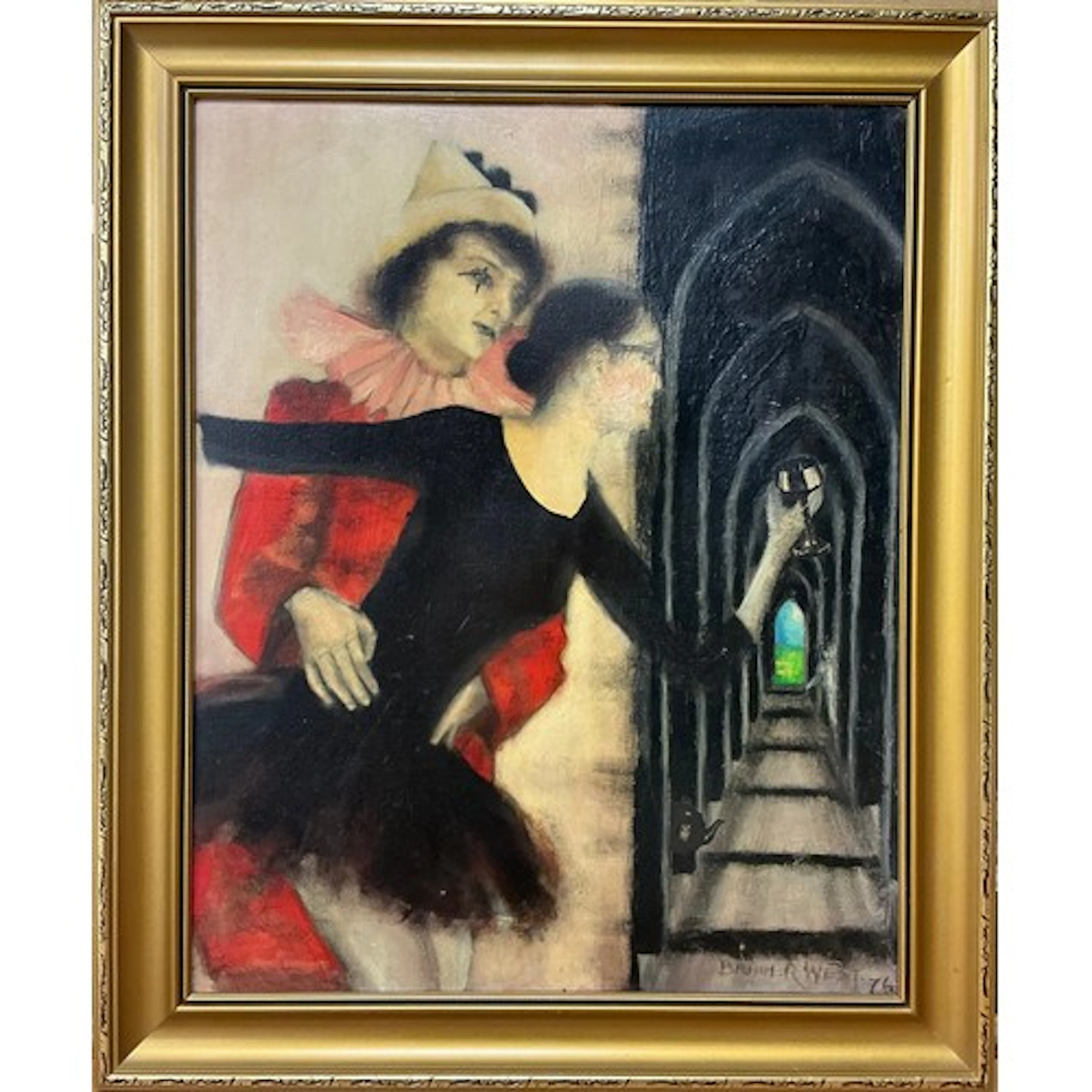Bryan R West (20th century) Pierrot and Dancer signed, dated...