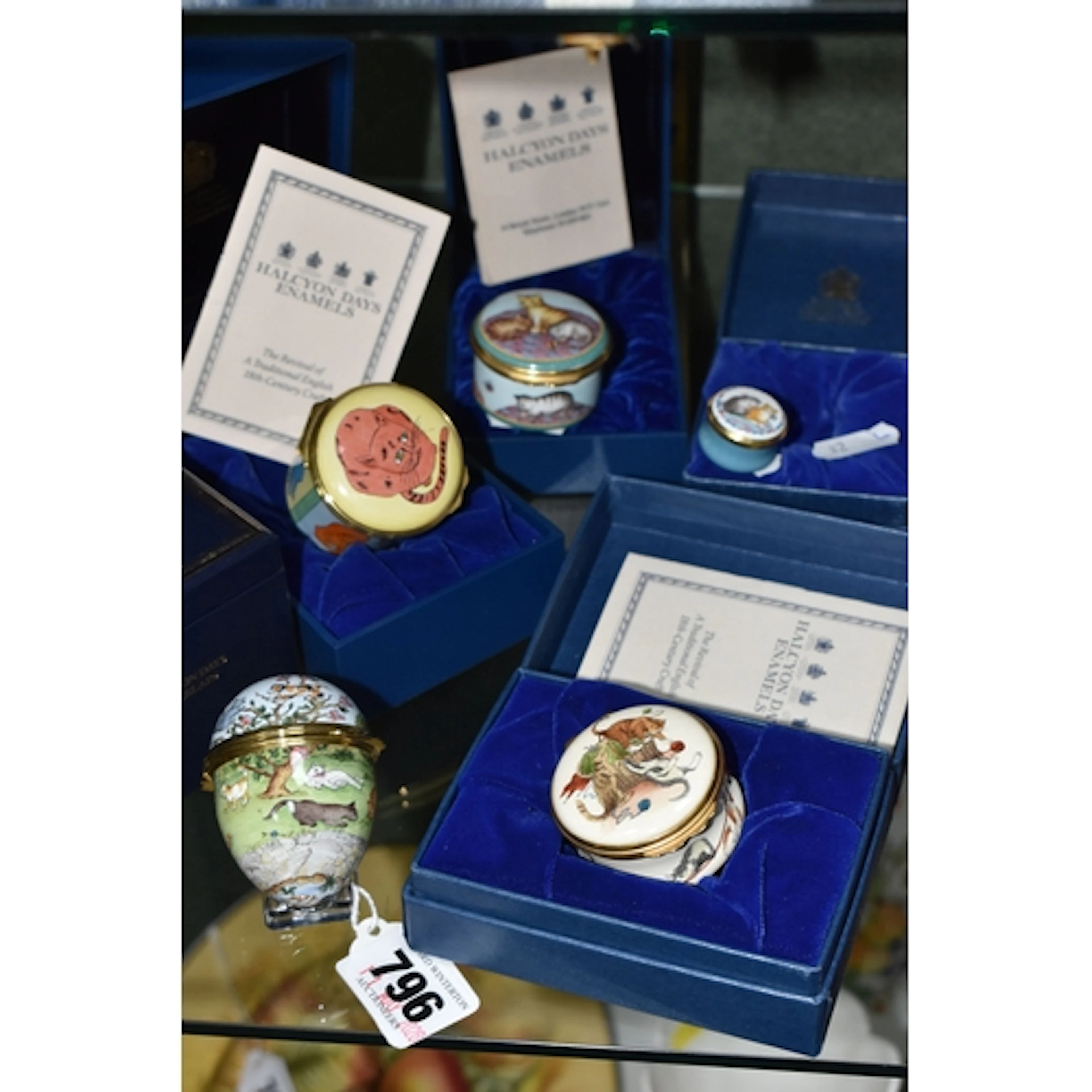 FIVE BOXED HALCYON DAYS ENAMEL CAT THEMED TRINKET BOXES, to ...