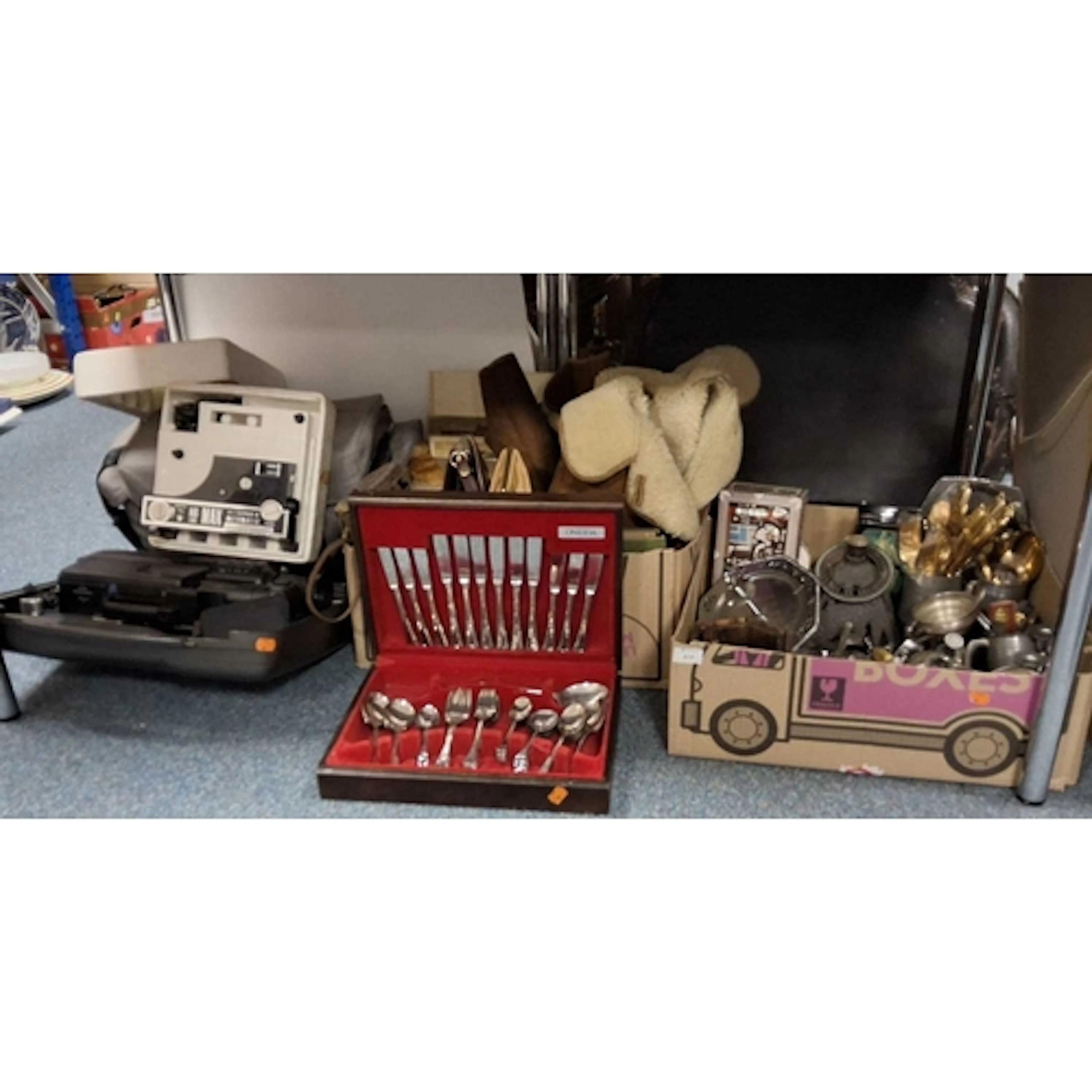 TWO BOXES AND LOOSE MISCELLANEOUS ITEMS, to include vintage ...