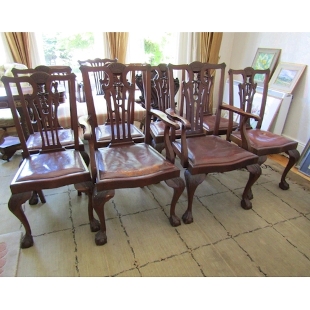 Set of Eight Irish Chippendale Dinning Room Chairs Includes ...