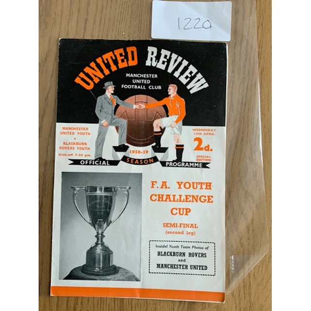 58/59 Manchester United v Blackburn Youth Cup Football Progr...
