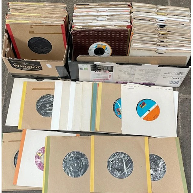 Two boxes of 45s including Northern soul and Tamla Motown.