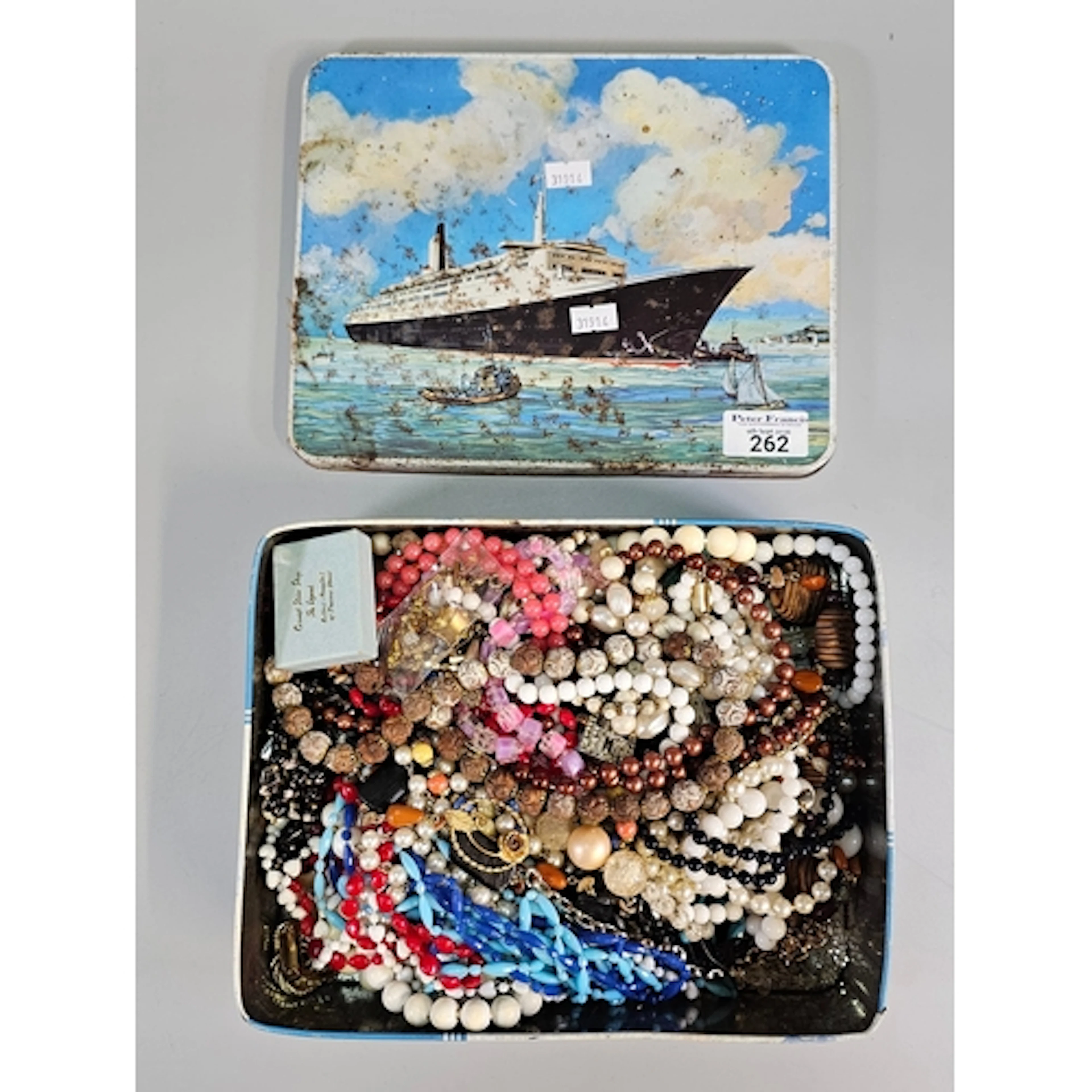 Vintage Huntley & Palmers tin box depicting various ocean li...