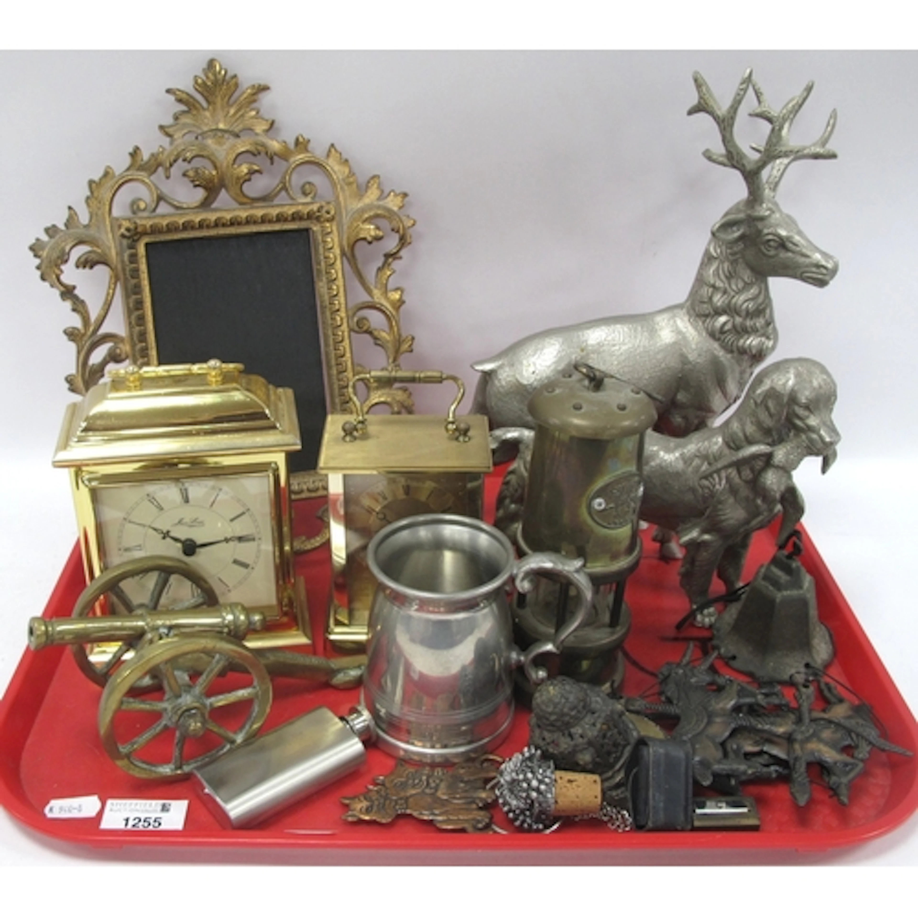 Metalware, including two large cast white metal animal figur...