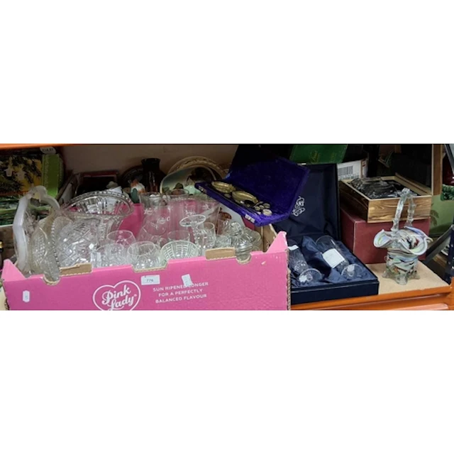 THREE BOXES AND LOOSE MISCELLANEOUS SUNDRIES, to include cut...