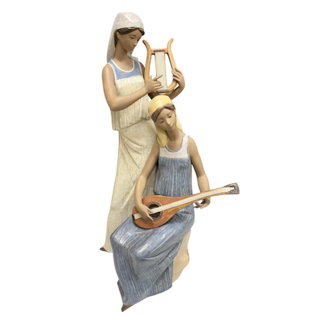 A large Lladro pottery group of two female musicians, height...