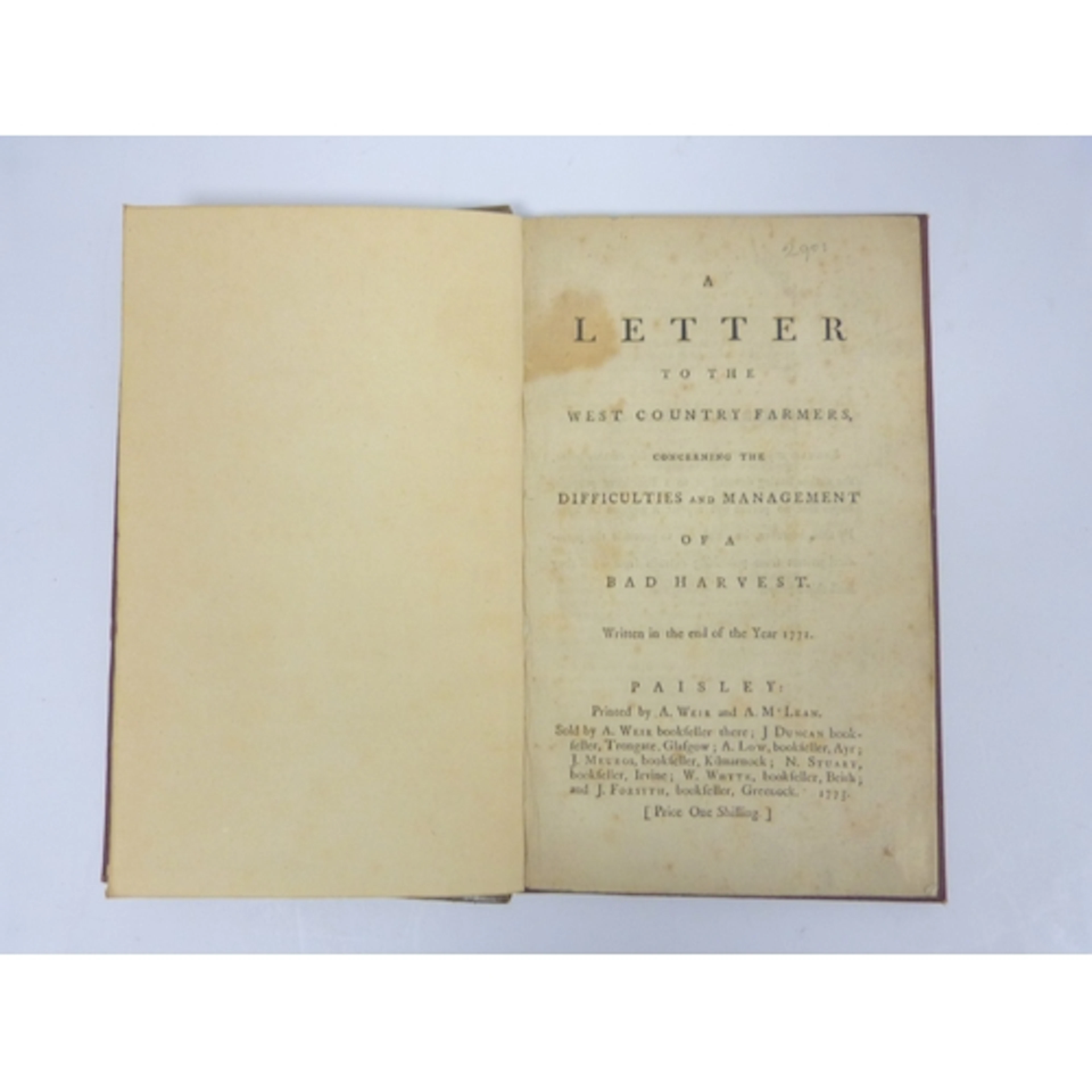 WEIR A. & MCLEAN A. (Prntrs). A Letter to the...
